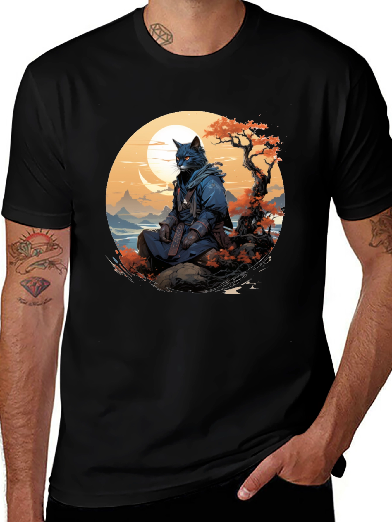 Variant 20 of Samurai Cat T-Shirt - Unique Graphic Tee