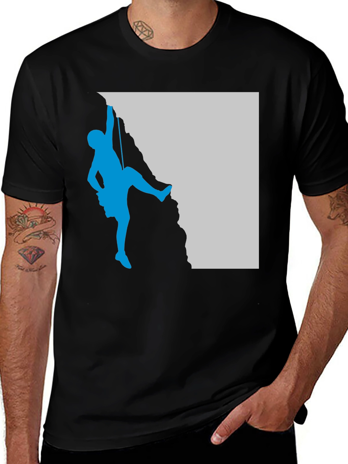Variant 8 of Climbing Silhouette Graphic Tee - Black Casual T-Shirt
