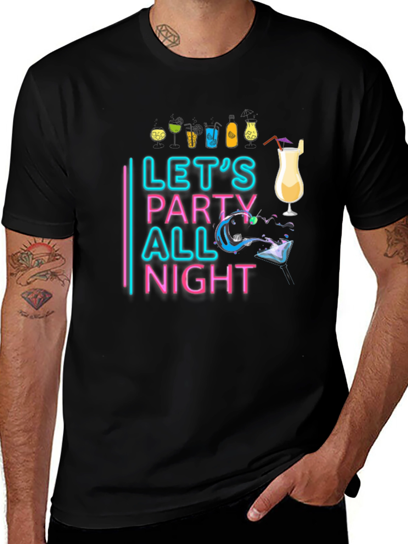 Variant 24 of Let's Party All Night Black T-Shirt