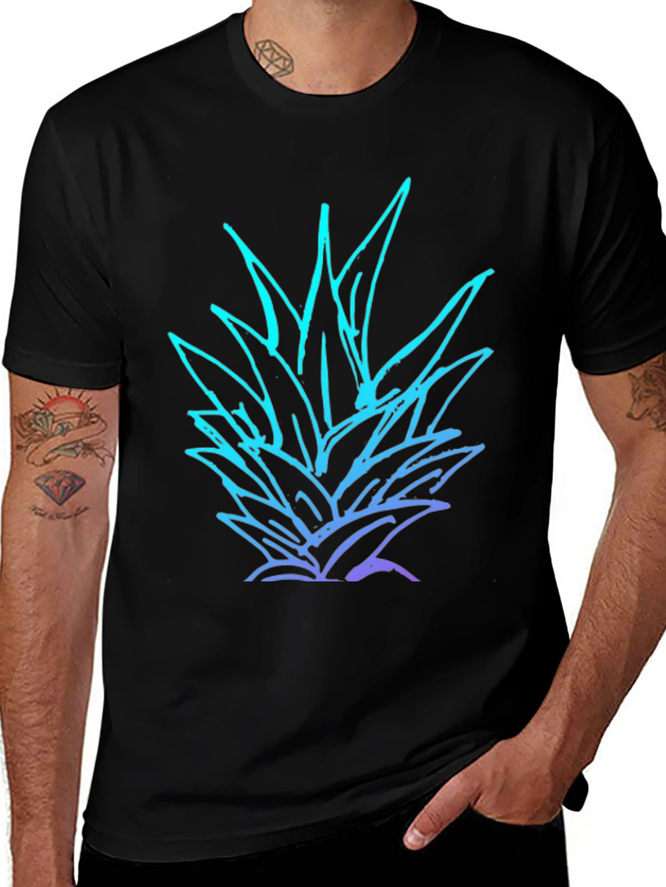 Variant 8 of Men's Black Pineapple Graphic T-Shirt