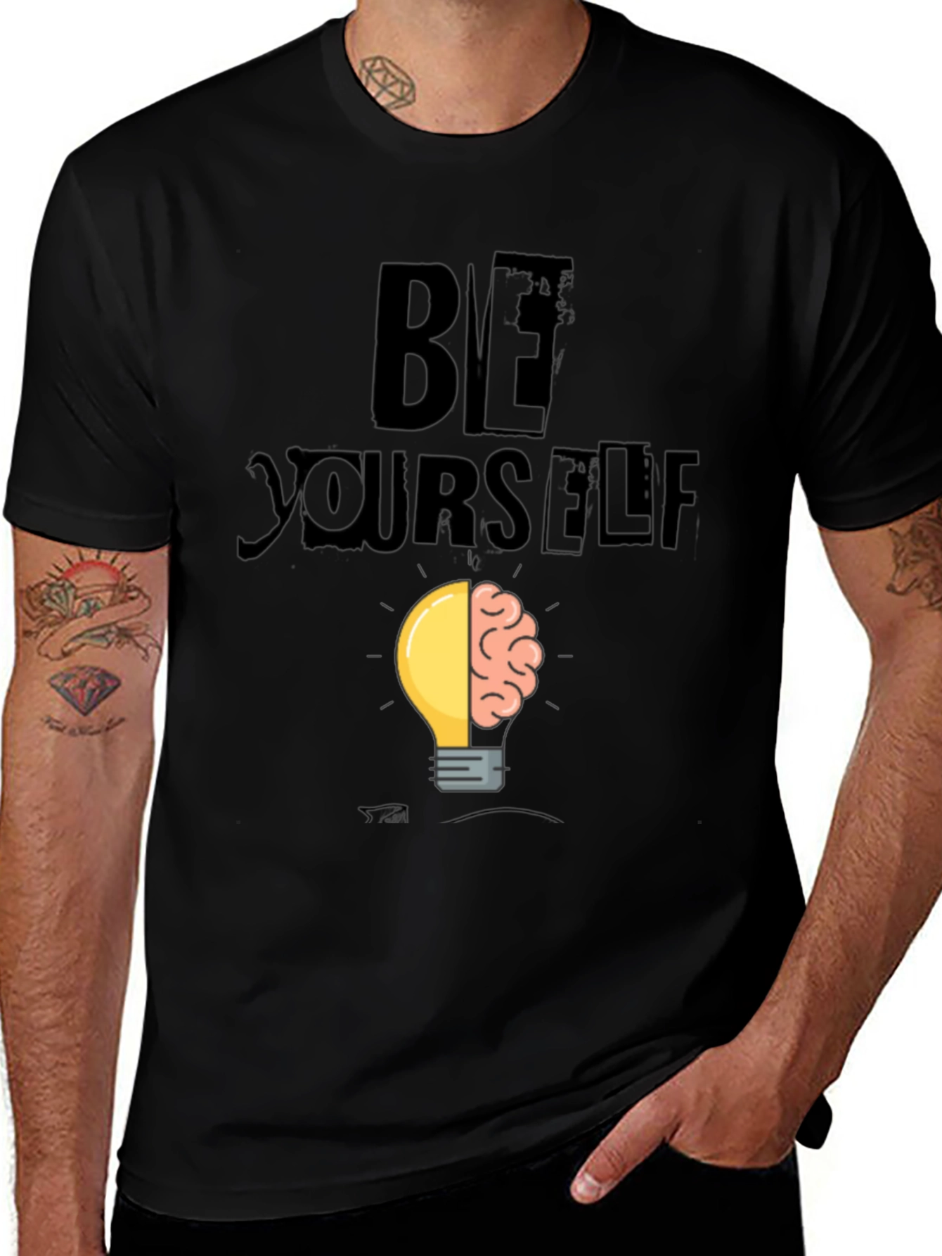 Variant 28 of Be Yourself Brain Idea Lightbulb Graphic T-Shirt