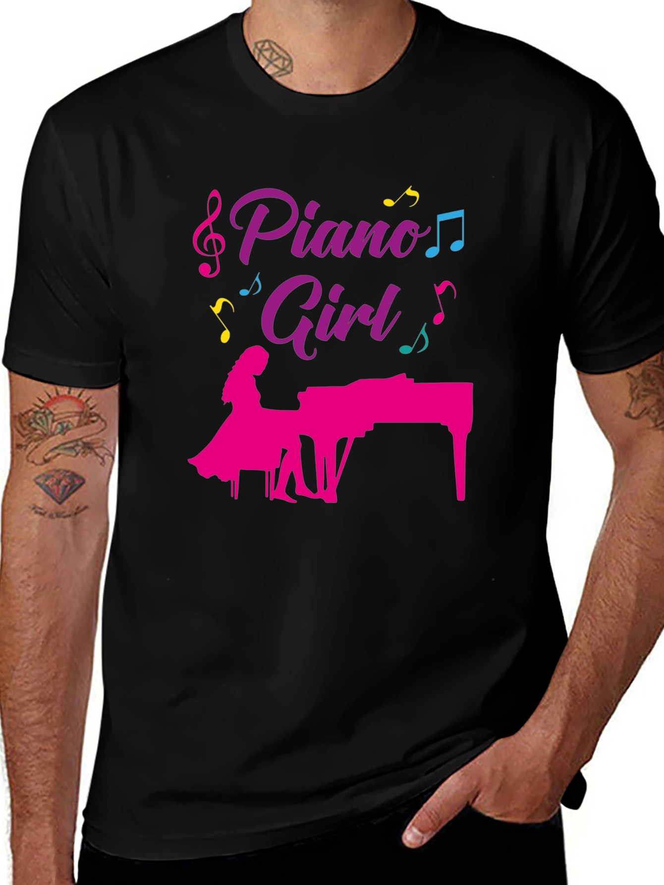 Variant 30 of Piano Girl Graphic T-Shirt - Music Lover Tee