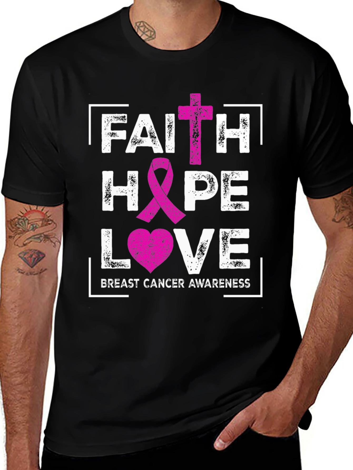 Variant 13 of Faith Hope Love Breast Cancer Awareness T-Shirt