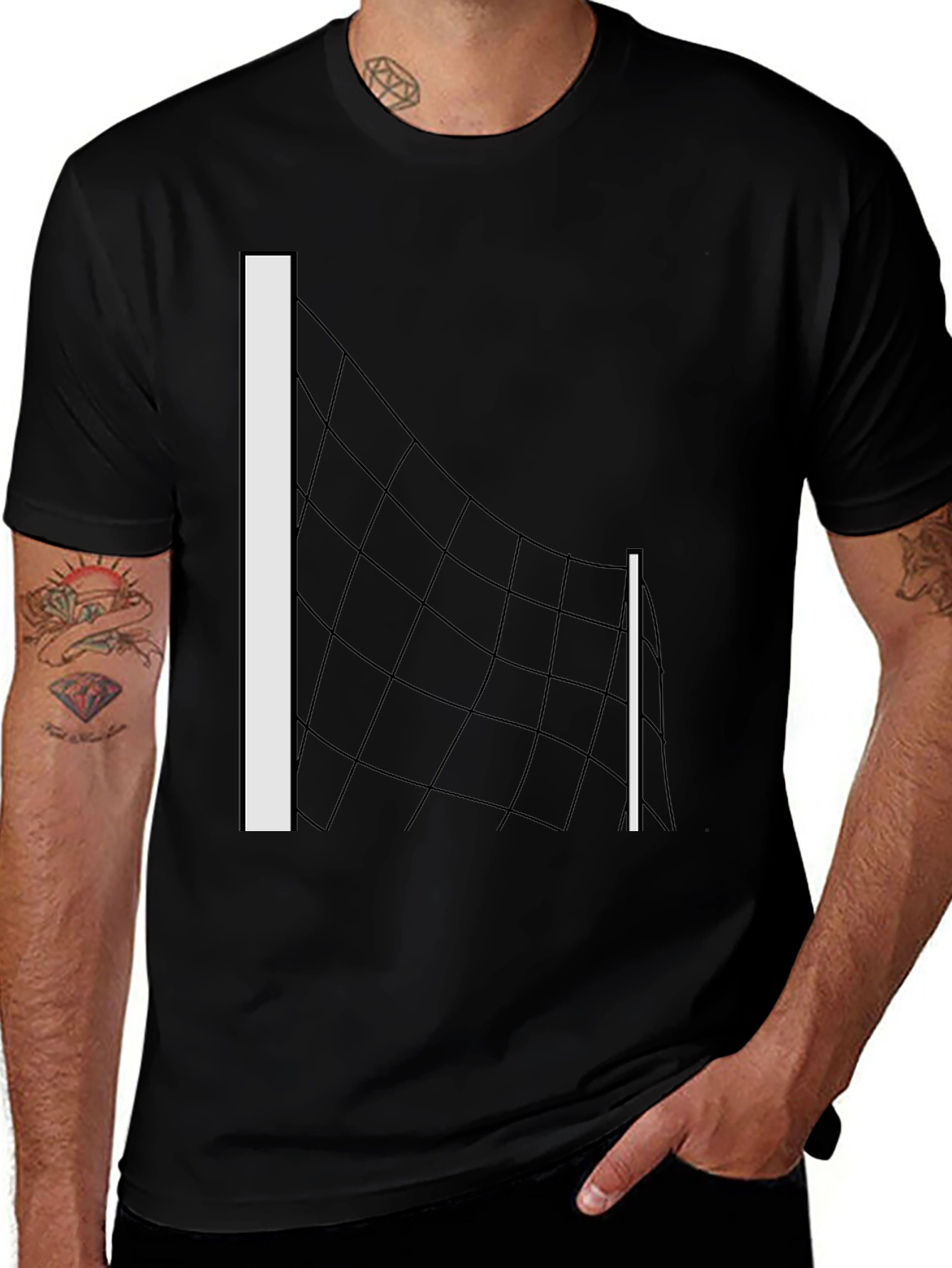 Variant 10 of Volleyball Net Graphic Tee - Black T-Shirt