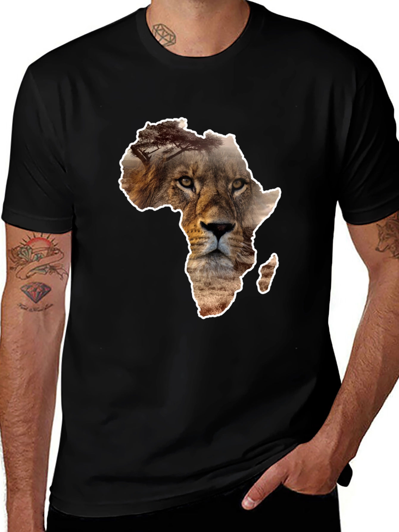 Variant 8 of Lion Africa Map Graphic T-Shirt