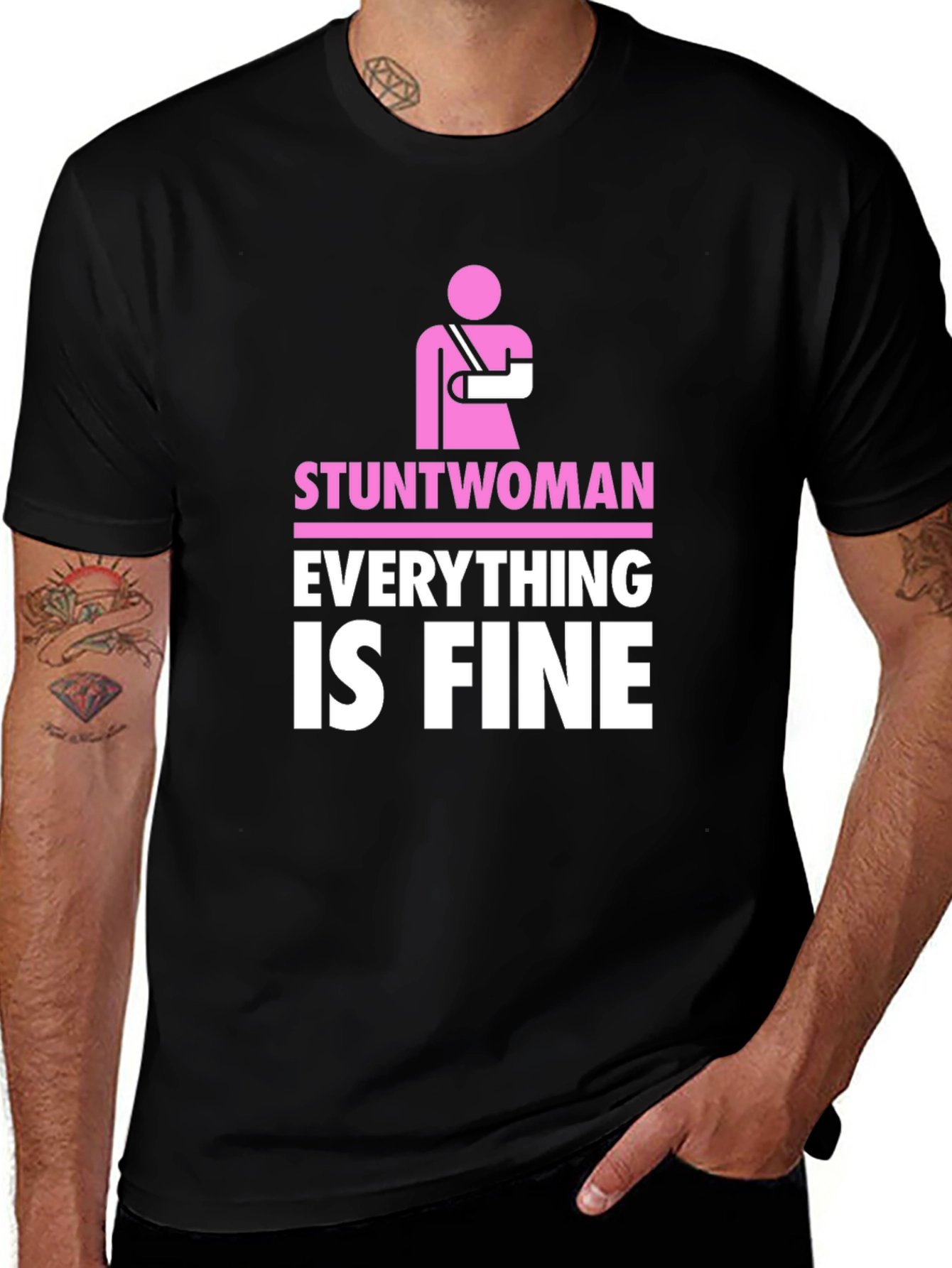Variant 2 of Stuntwoman Everything Is Fine Black T-Shirt