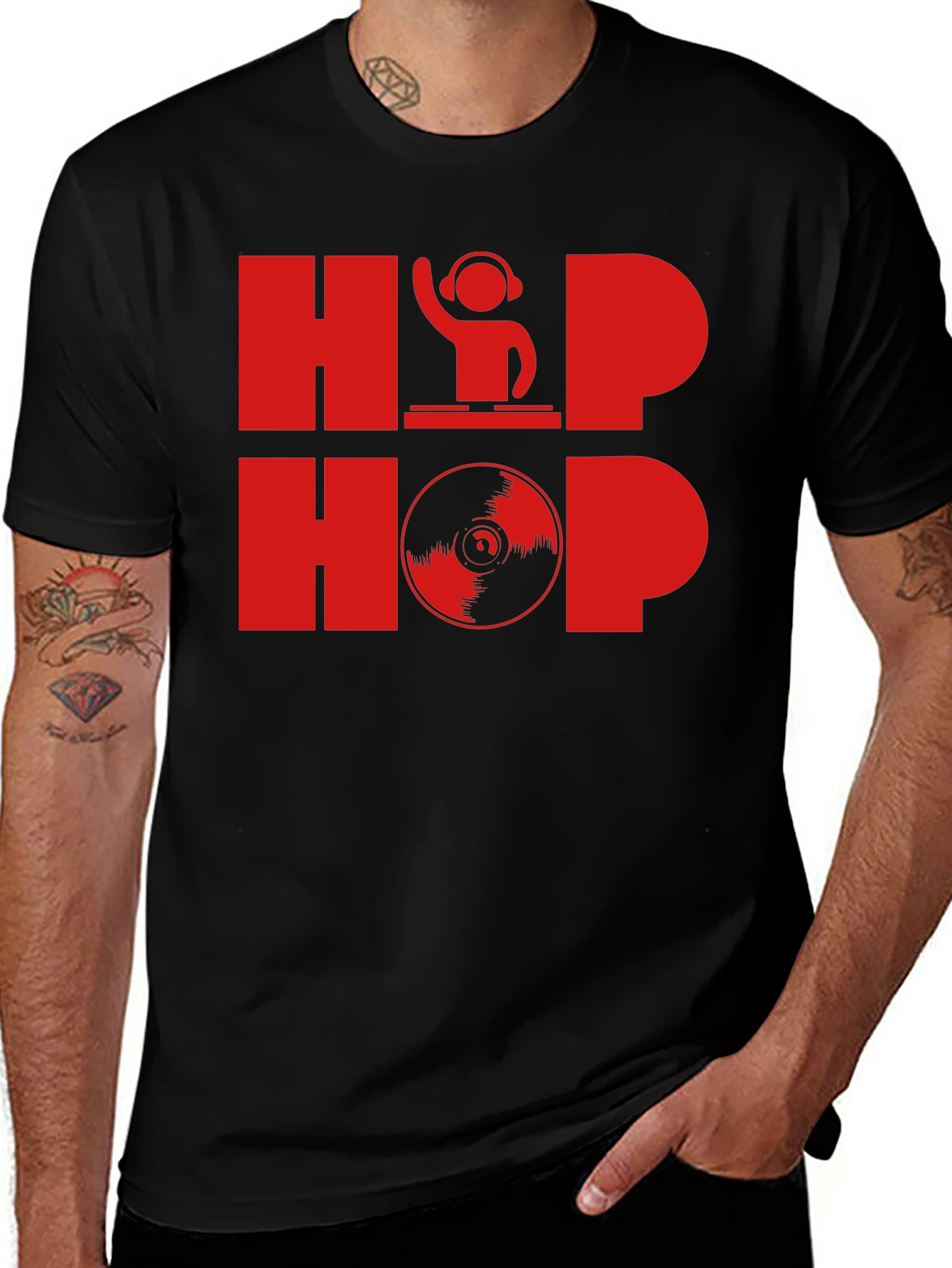 Variant 26 of Hip Hop DJ Graphic T-Shirt - Black