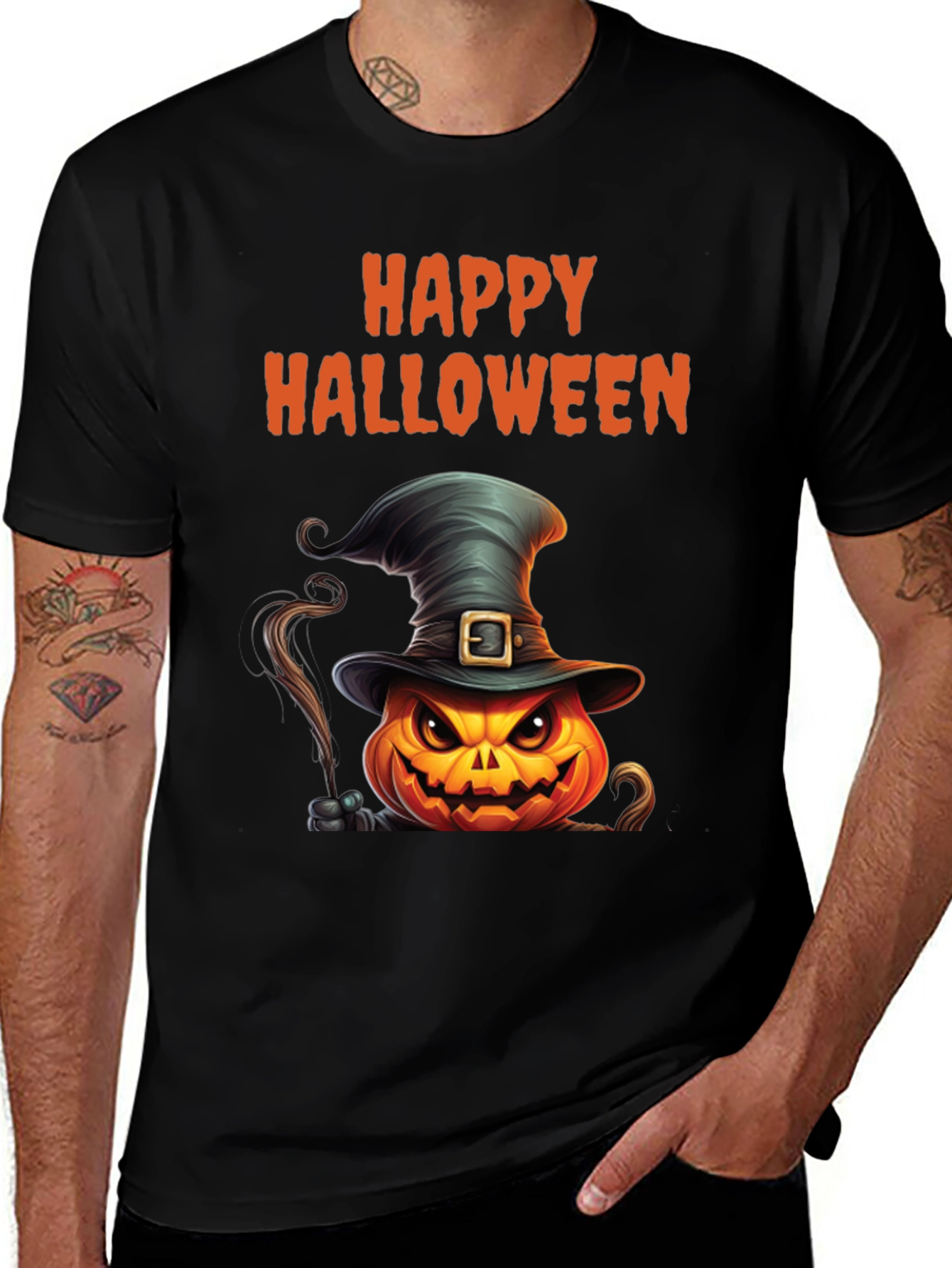 Happy Halloween Pumpkin Witch Hat T-Shirt