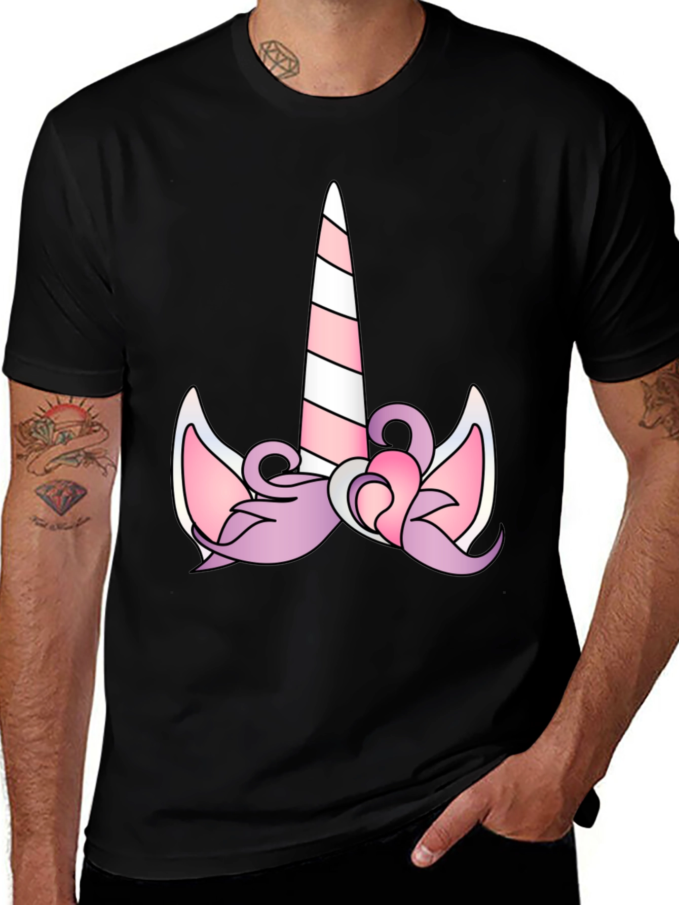 Variant 24 of Unicorn Graphic T-Shirt - Black Cotton Tee