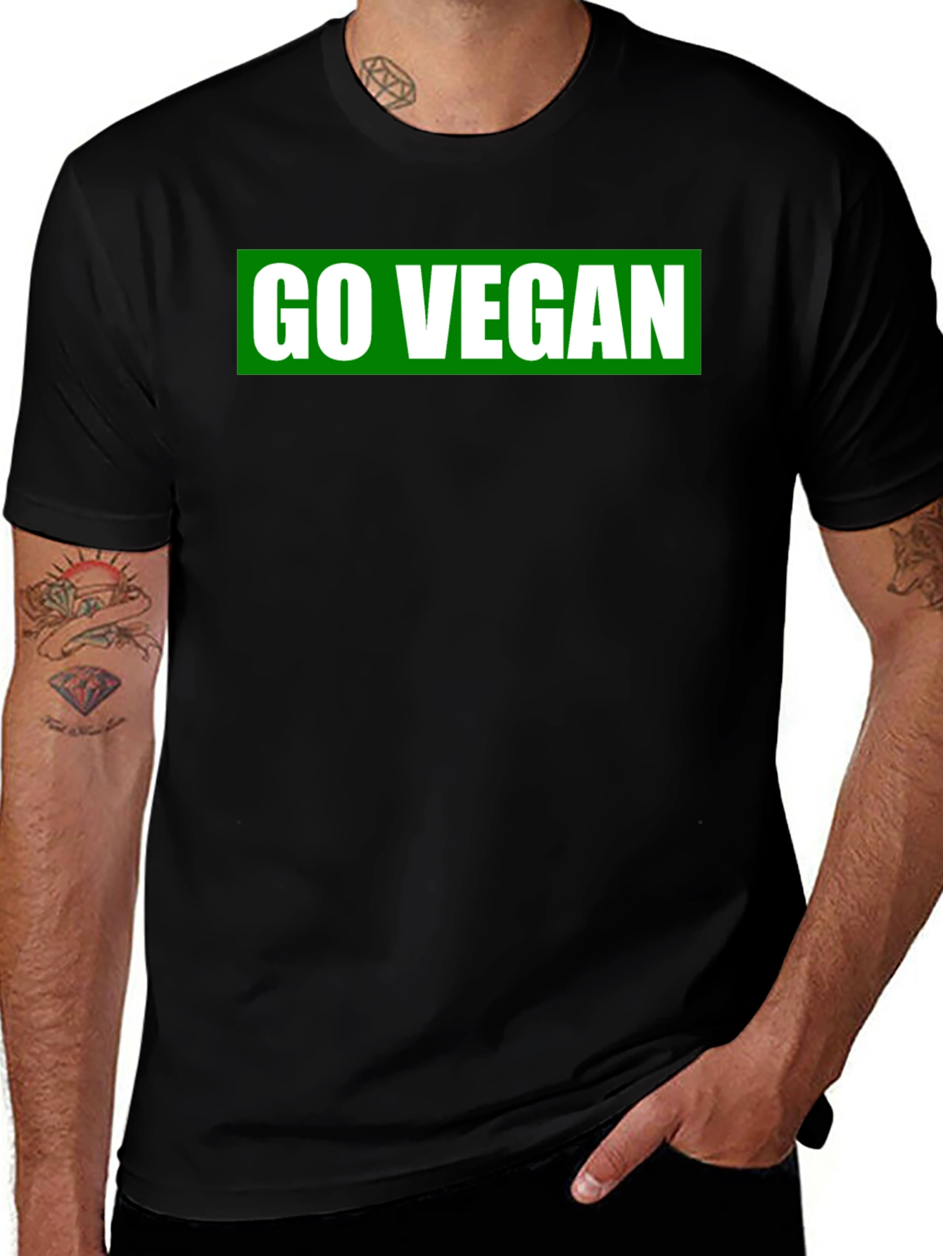 Variant 17 of Go Vegan Black T-Shirt