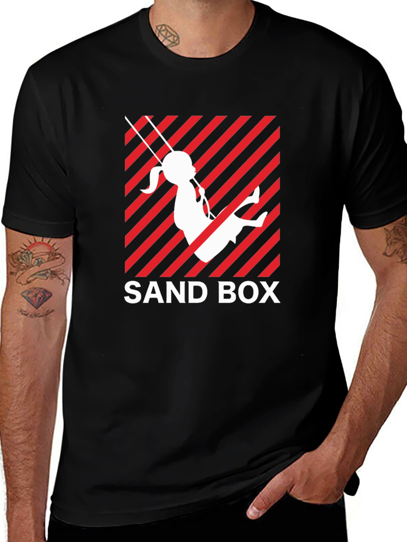 Variant 23 of Sand Box Swing Graphic Tee - Black Unisex Shirt