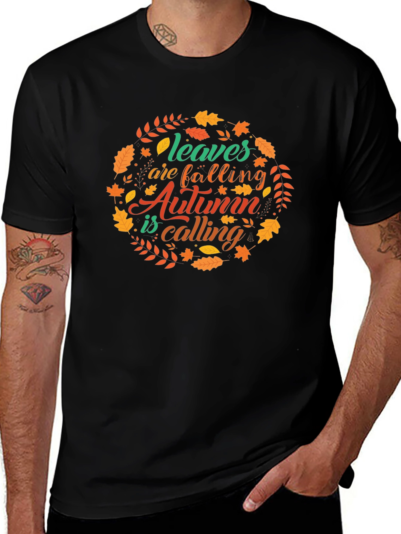 Variant 3 of Autumn Calling Graphic Tee - Black