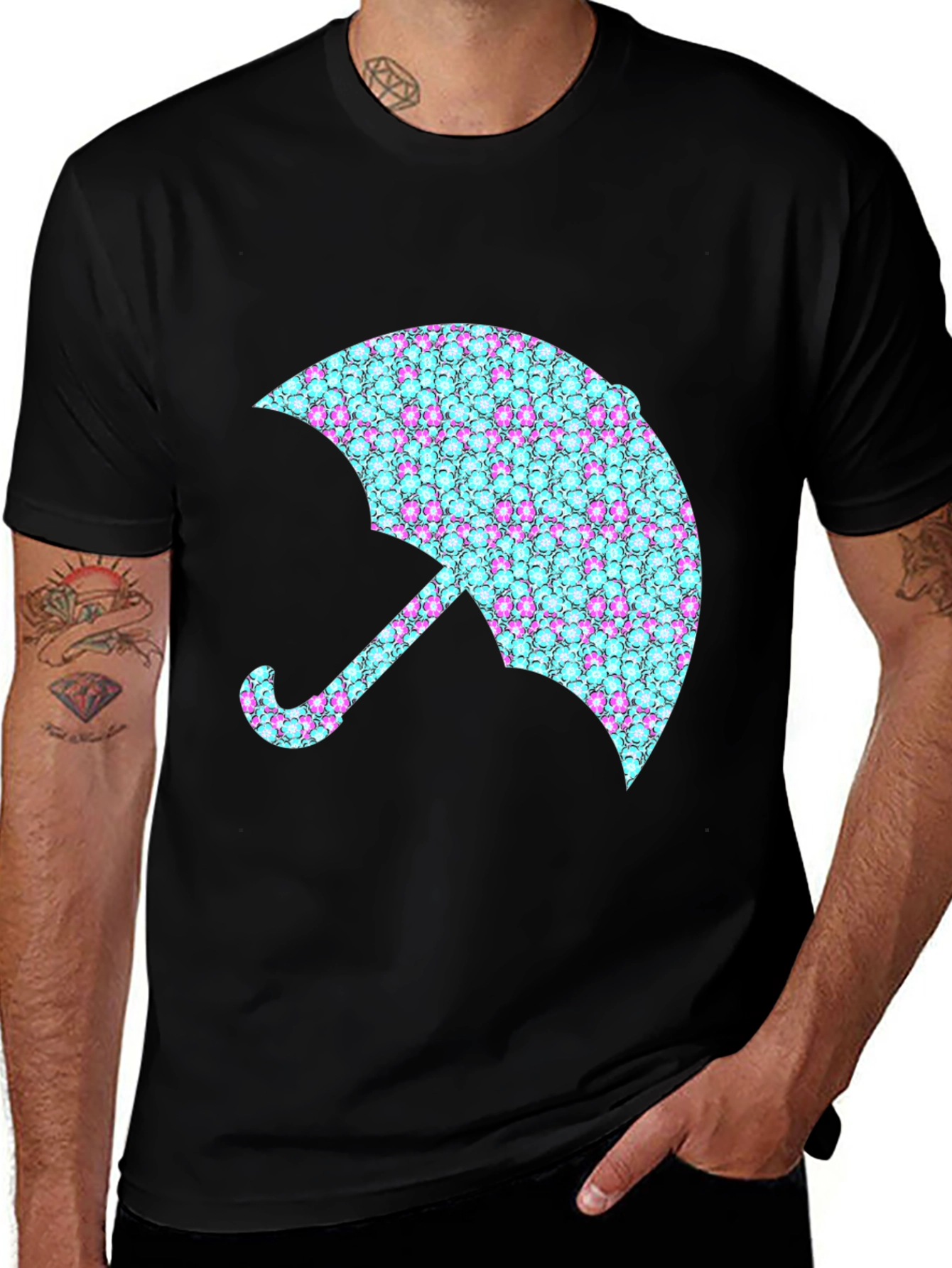 Black Funky Umbrella Graphic Tee - Black main image