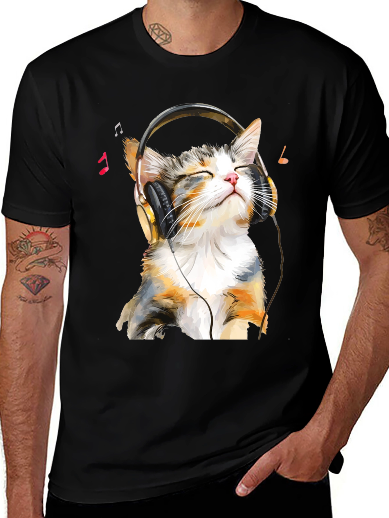 Variant 30 of Cool Cat Headphones Graphic Tee