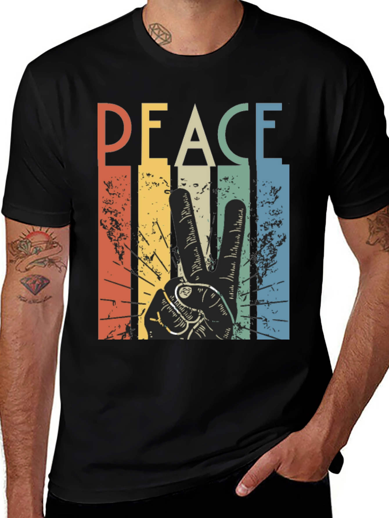 Retro Peace Sign Graphic T-Shirt