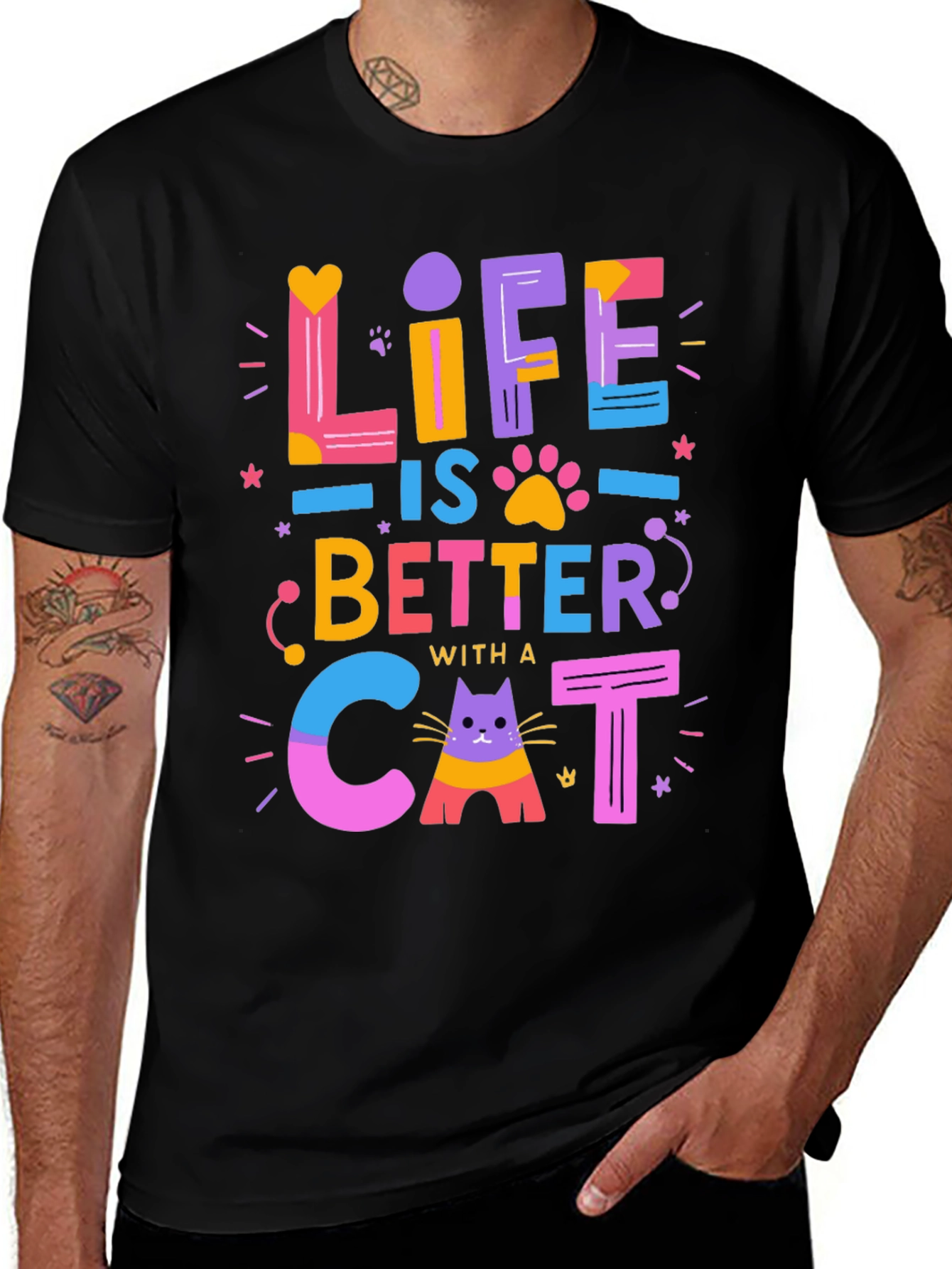 Variant 24 of Life is Better with a Cat T-Shirt