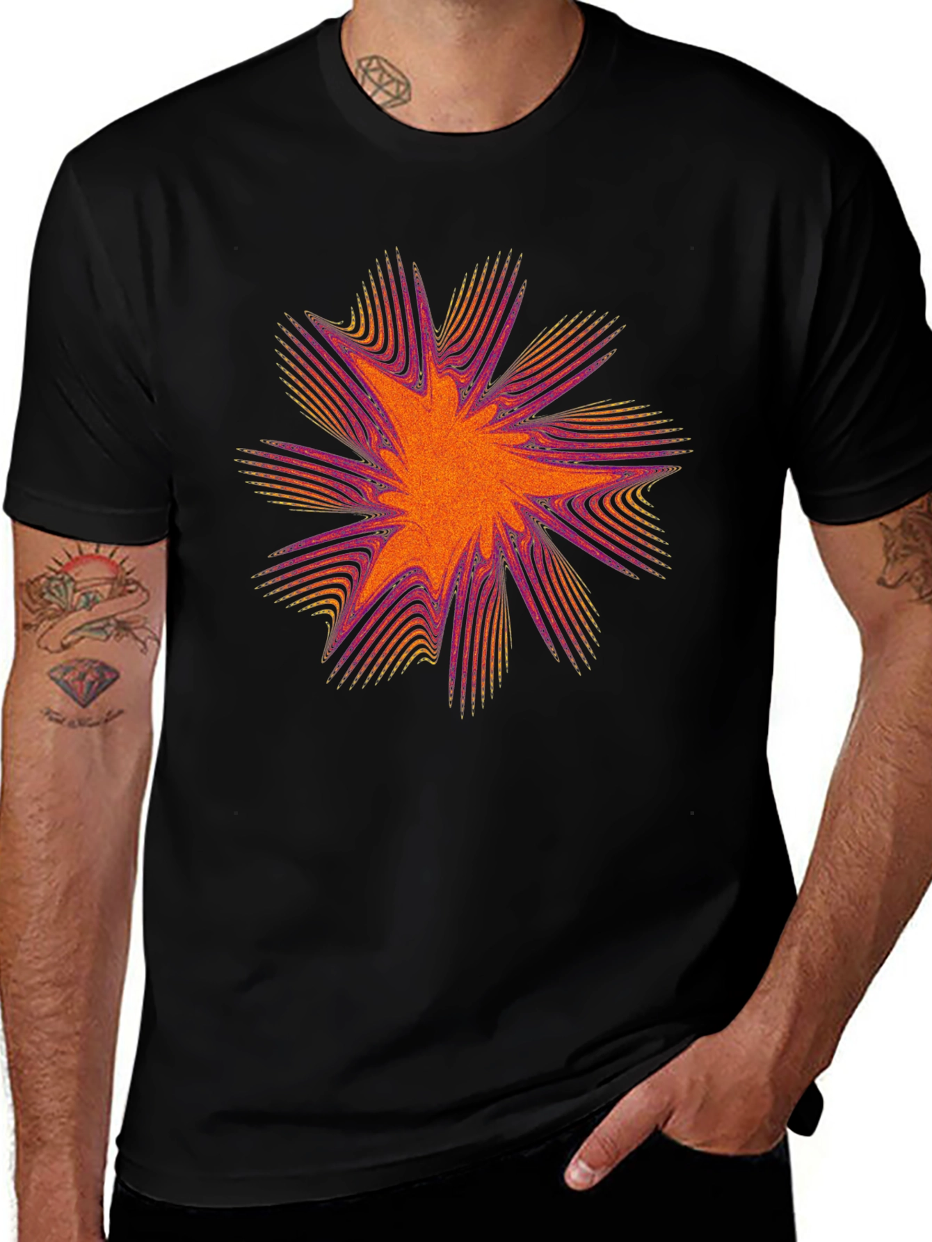 Variant 4 of Abstract Burst Graphic Tee - Soft Cotton Comfort