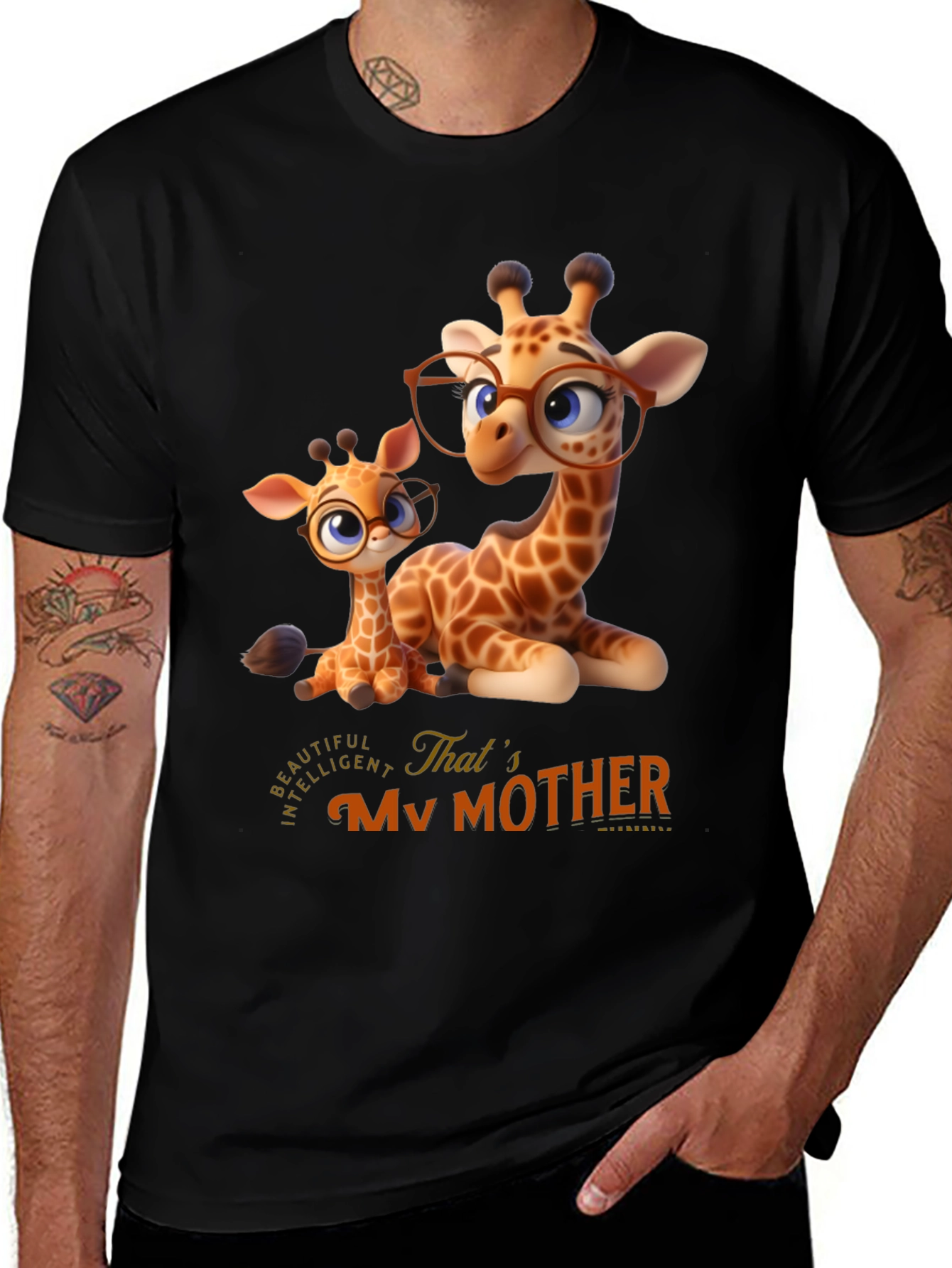 Variant 16 of Mom & Baby Giraffe T-Shirt - Mother's Day Gift