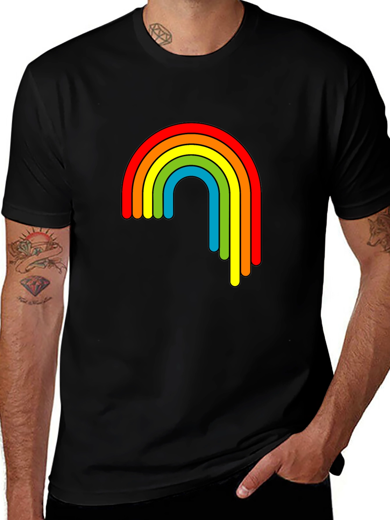 Variant 12 of Retro Rainbow Graphic T-Shirt - Black