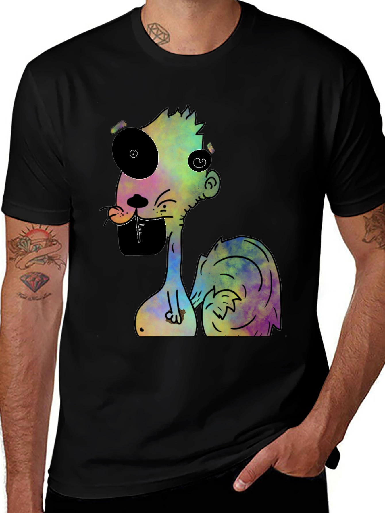 Variant 23 of Colorful Cartoon Graphic Print Black T-Shirt