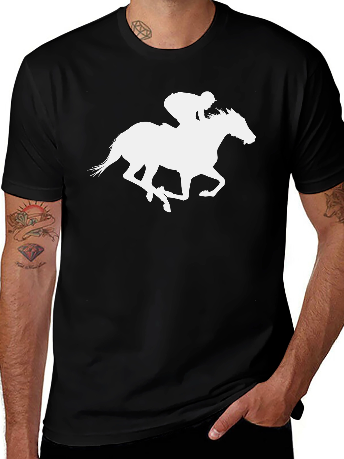 Equestrian Racer Graphic Tee - Men's Black T-Shirt