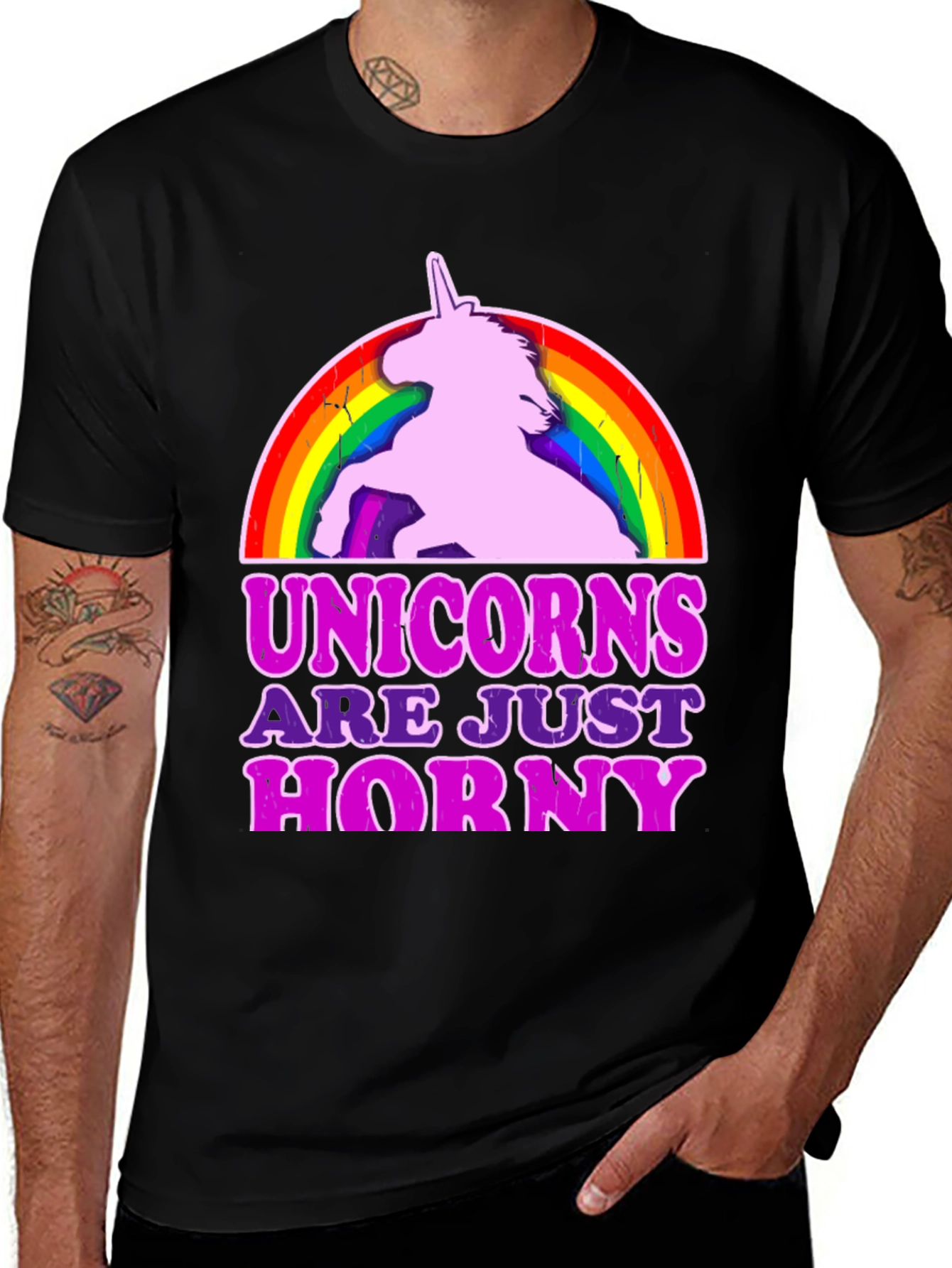 Variant 22 of Unicorns Are Just Horny Rainbow Humor T-Shirt