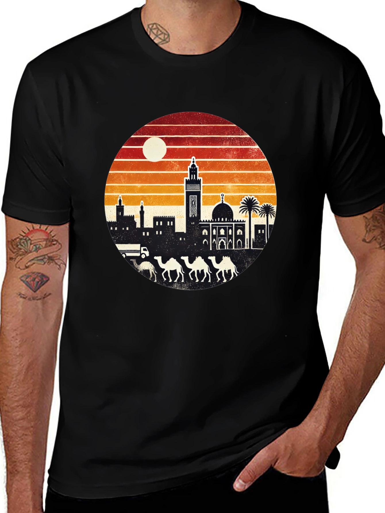 Variant 17 of Retro Sunset Camel Desert T-Shirt