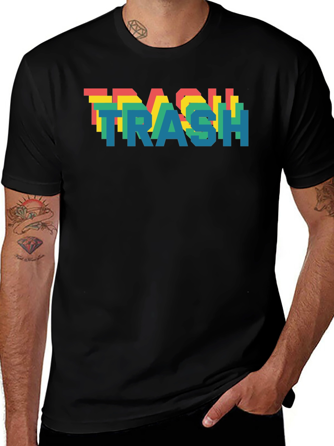 Variant 23 of Retro Pixel Trash T-Shirt - Black Cotton Blend