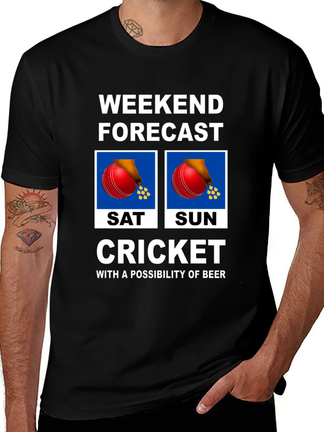 Variant 2 of Weekend Forecast Cricket & Beer T-Shirt