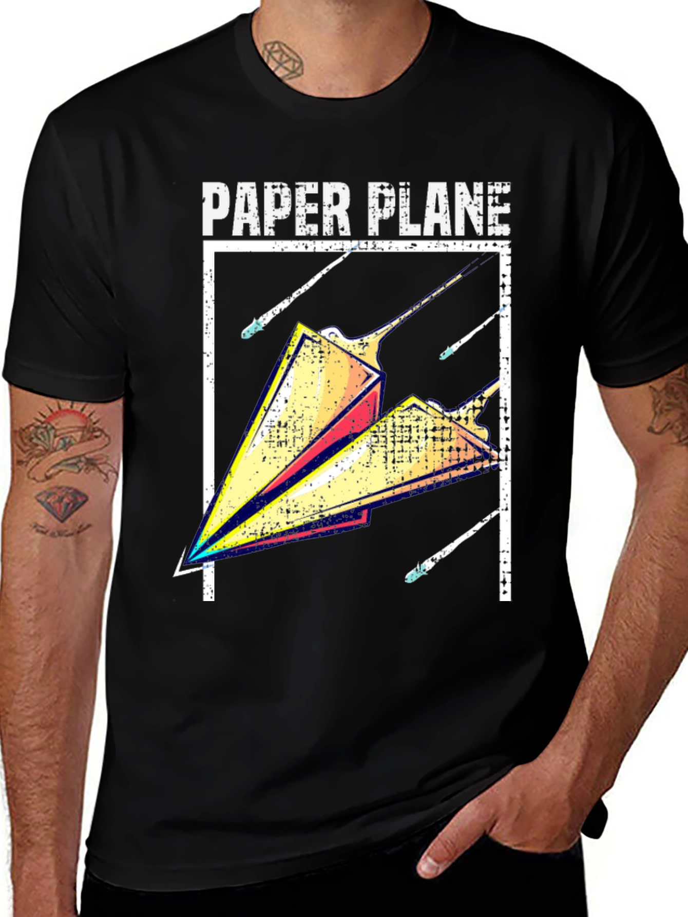 Black Paper Plane Graphic Tee - Modern Casual Style main image