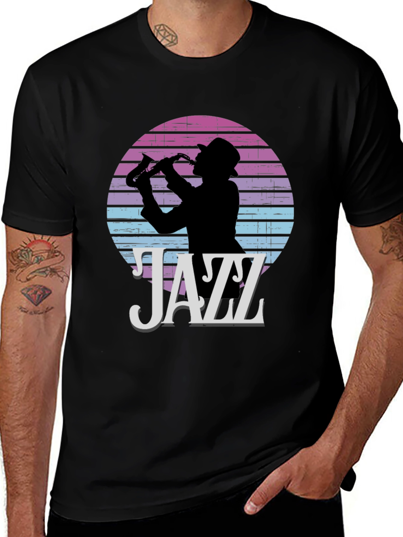 Jazz Music T-Shirt - Retro Saxophone Player Design