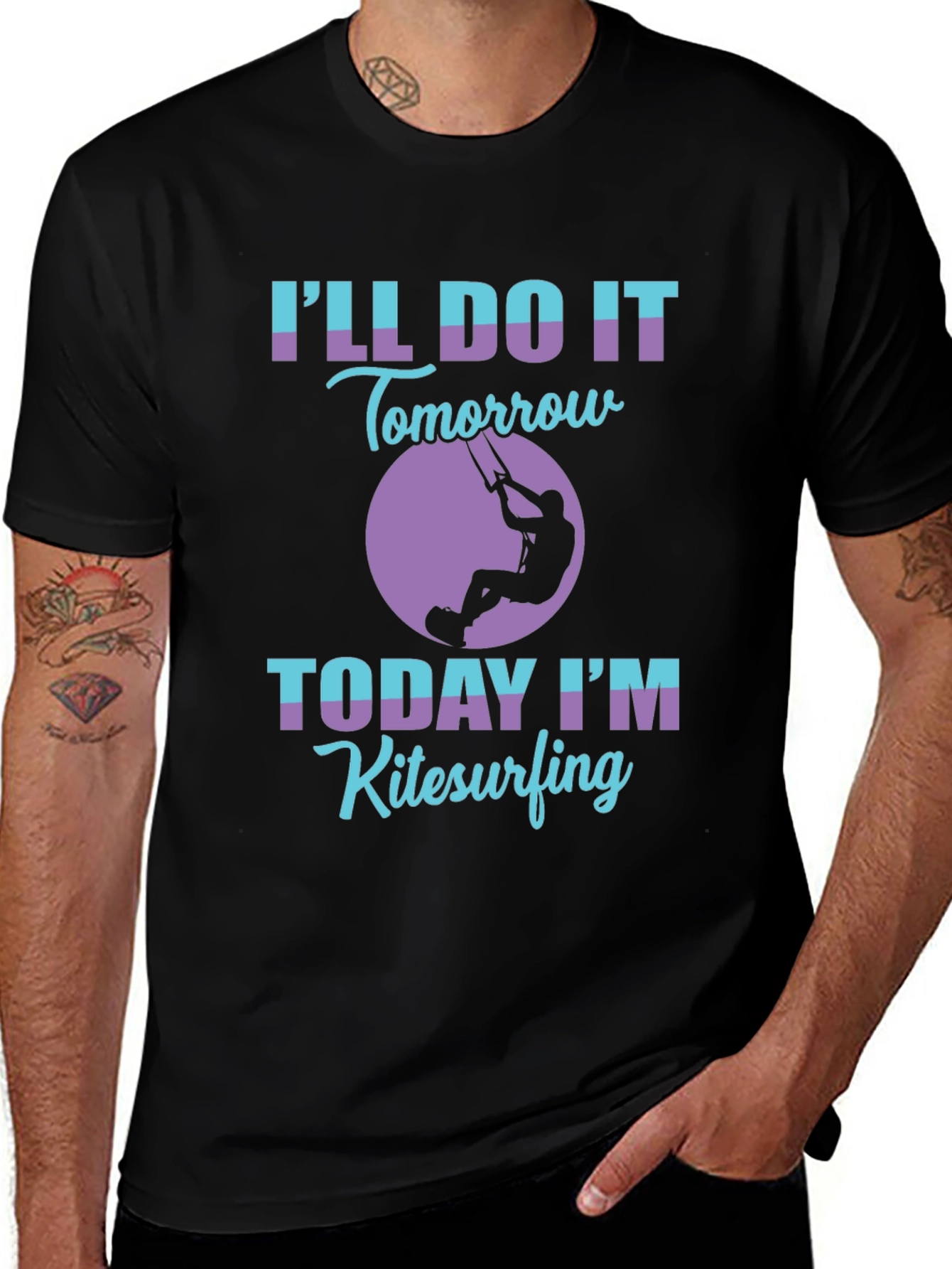 Variant 5 of Kitesurfing Graphic Tee - I'll Do It Tomorrow