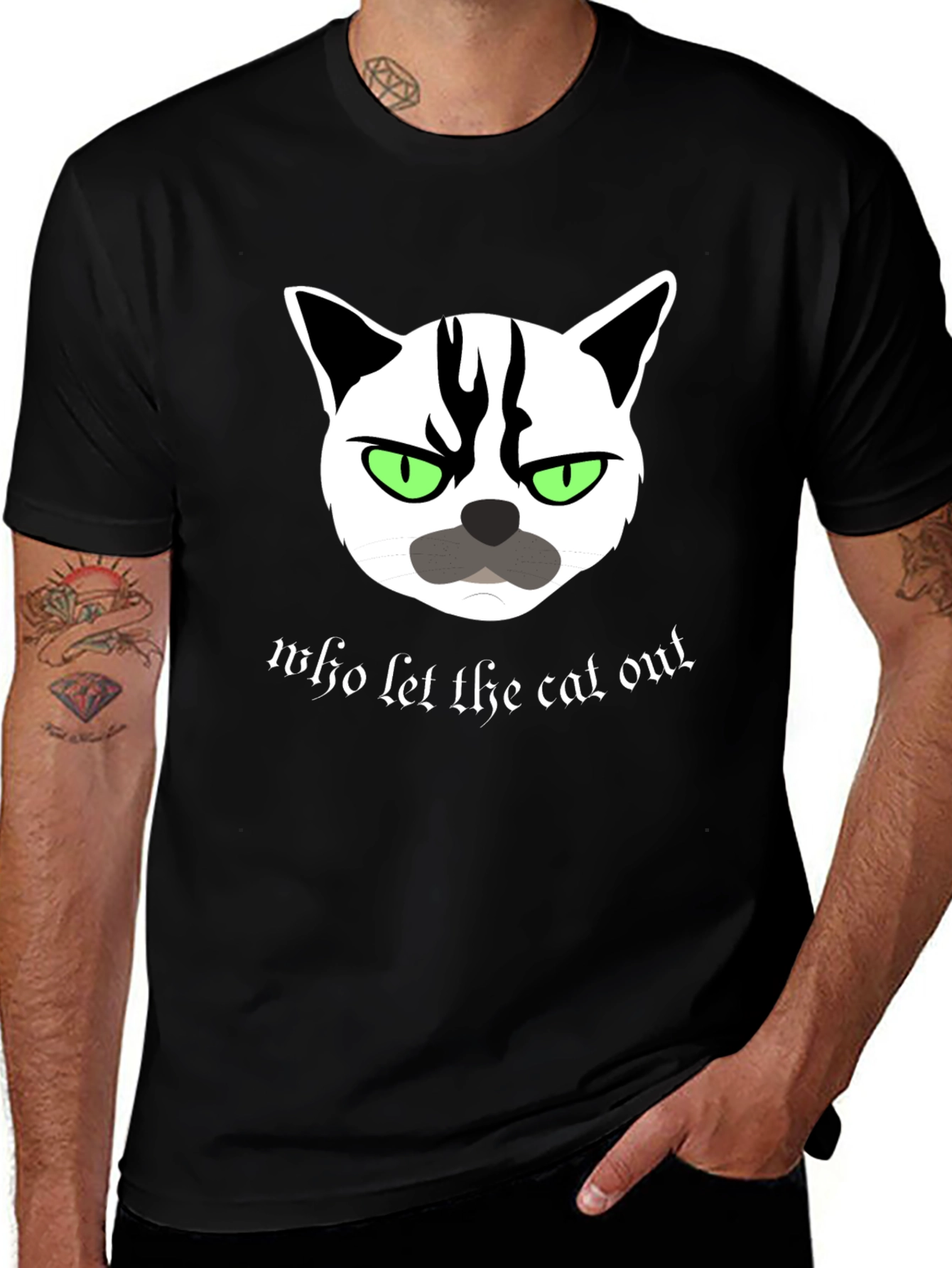 Black Grumpy Cat T-Shirt - Who Let The Cat Out? main image