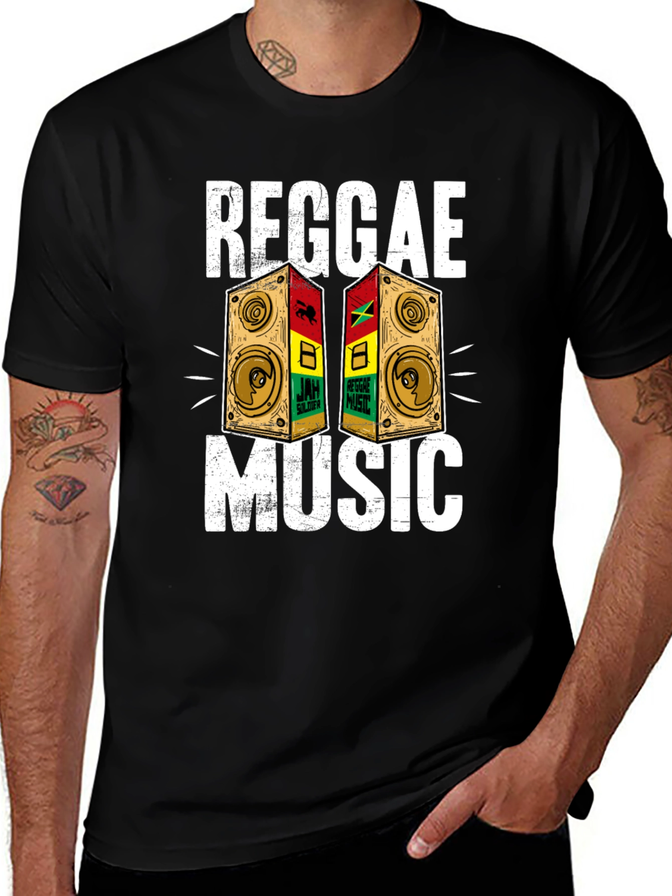 Variant 25 of Reggae Music Speaker Graphic T-Shirt
