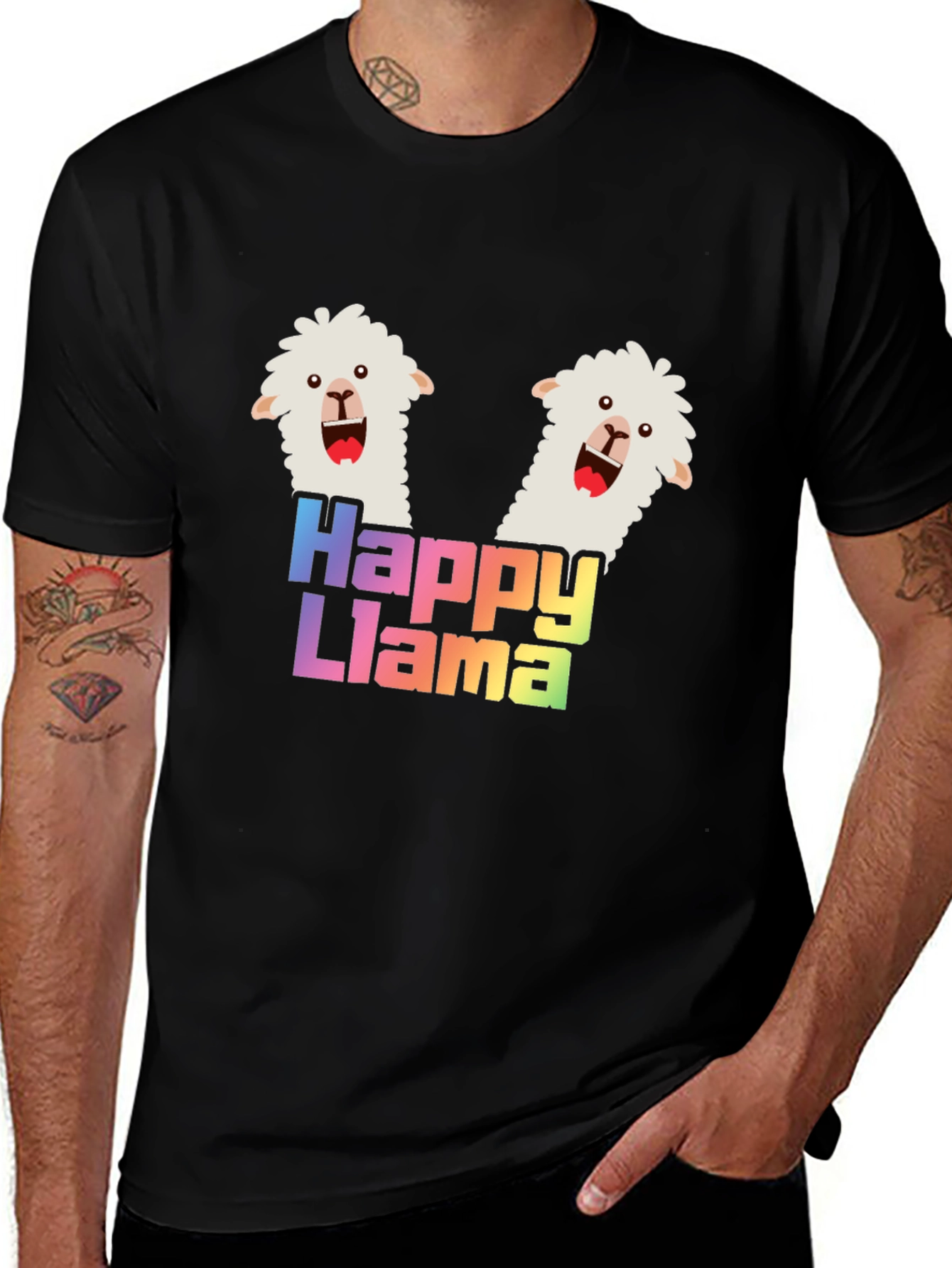 Variant 4 of Happy Llama Graphic Tee - Fun Colorful Design
