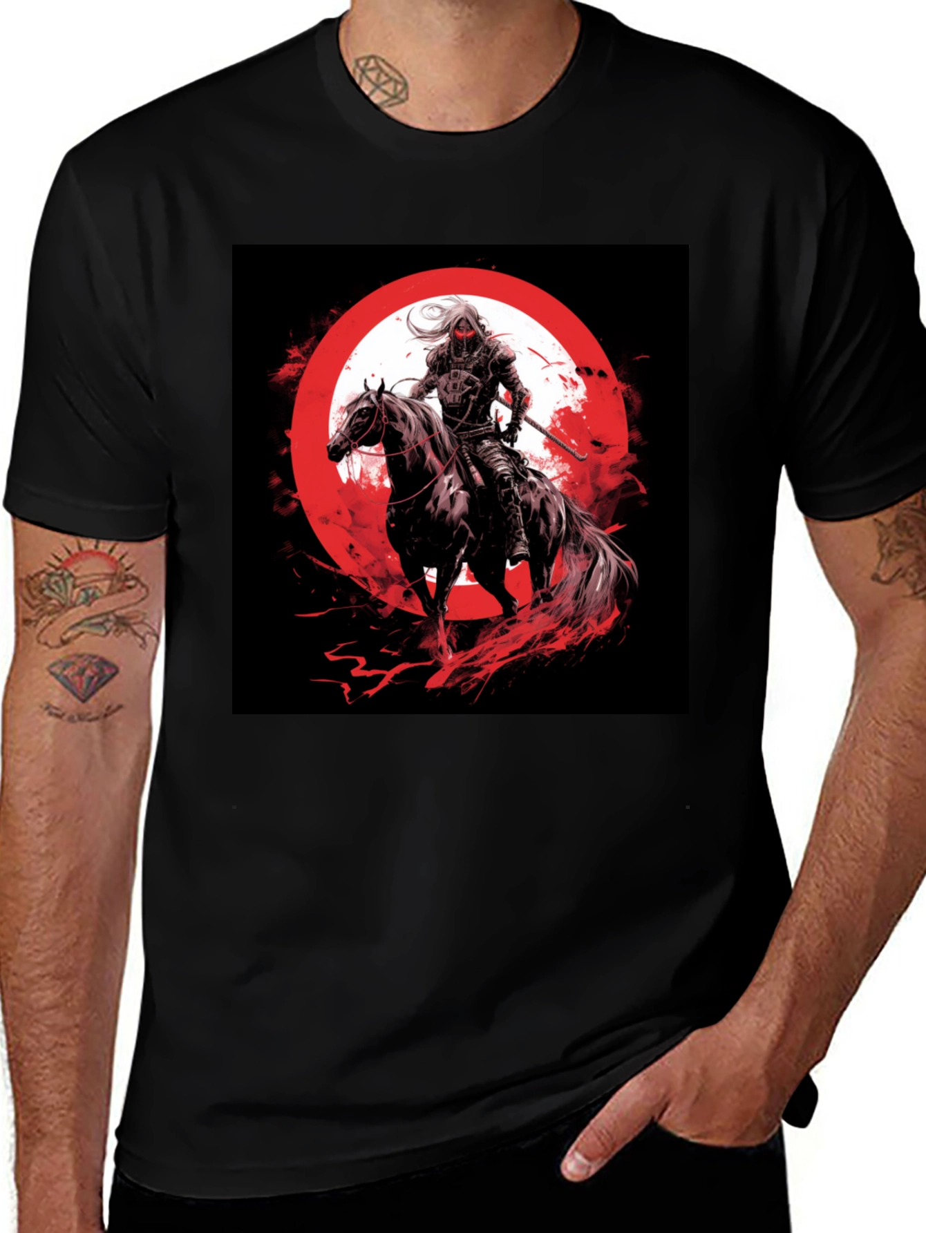 Variant 12 of Warrior on Horseback Black T-Shirt