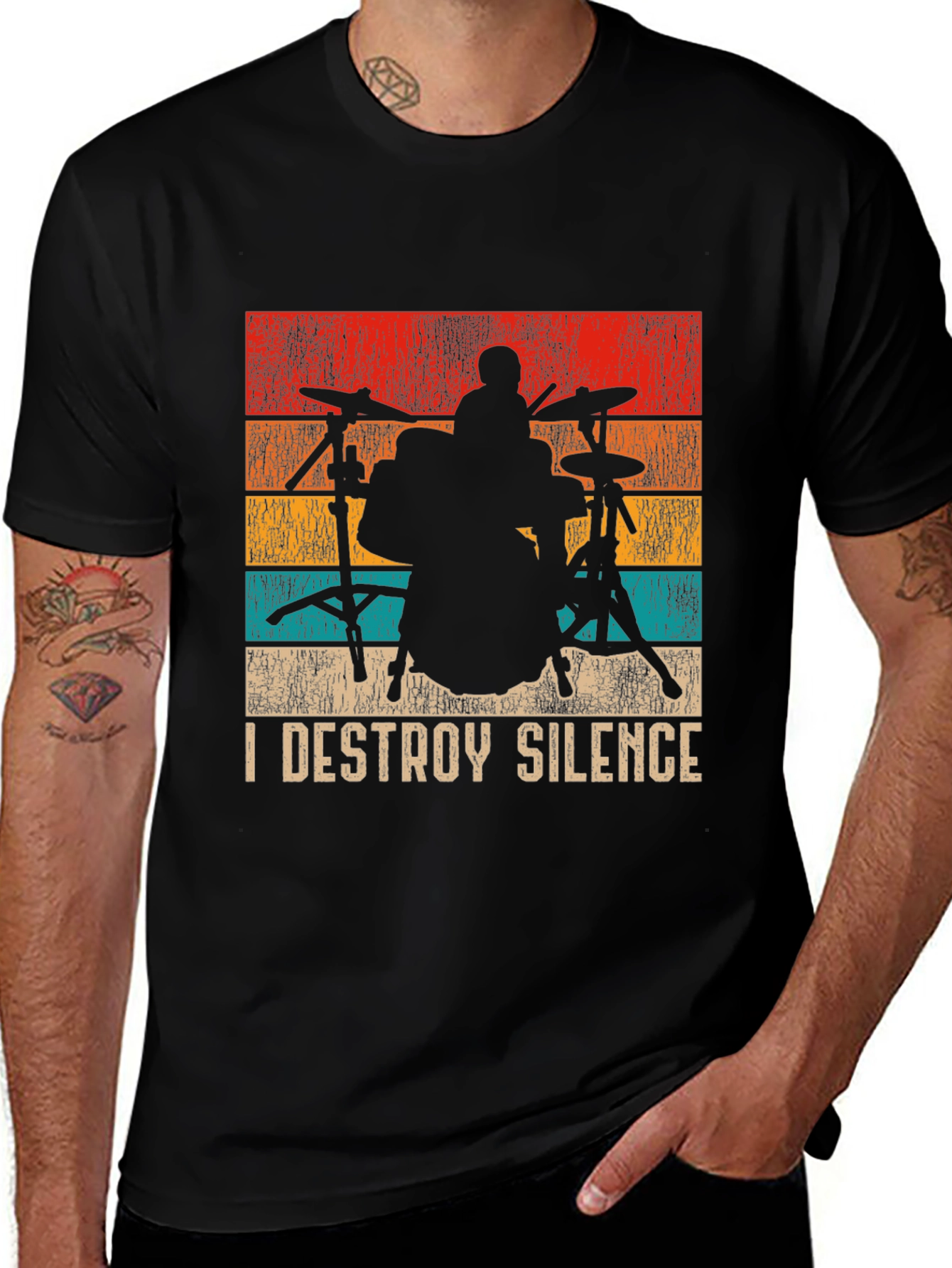 Variant 13 of I Destroy Silence Drummer Graphic T-Shirt