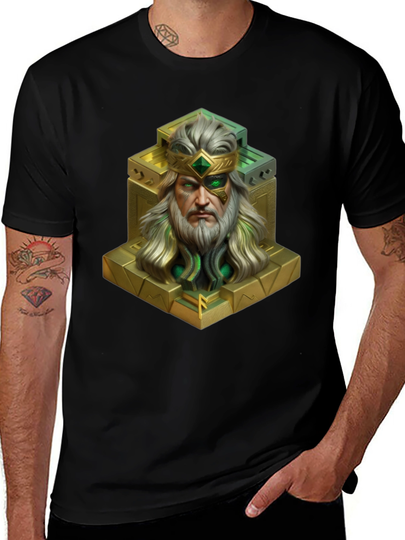 Variant 26 of King Statue Graphic Tee - Unique Design, Black T-Shirt