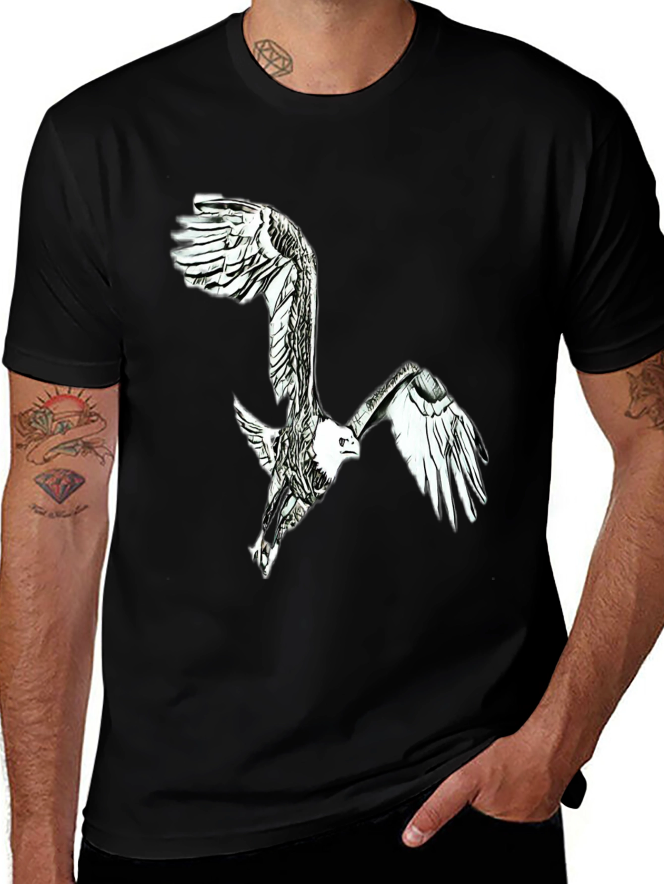 Variant 11 of Eagle Graphic Black T-Shirt - Men's Fashion