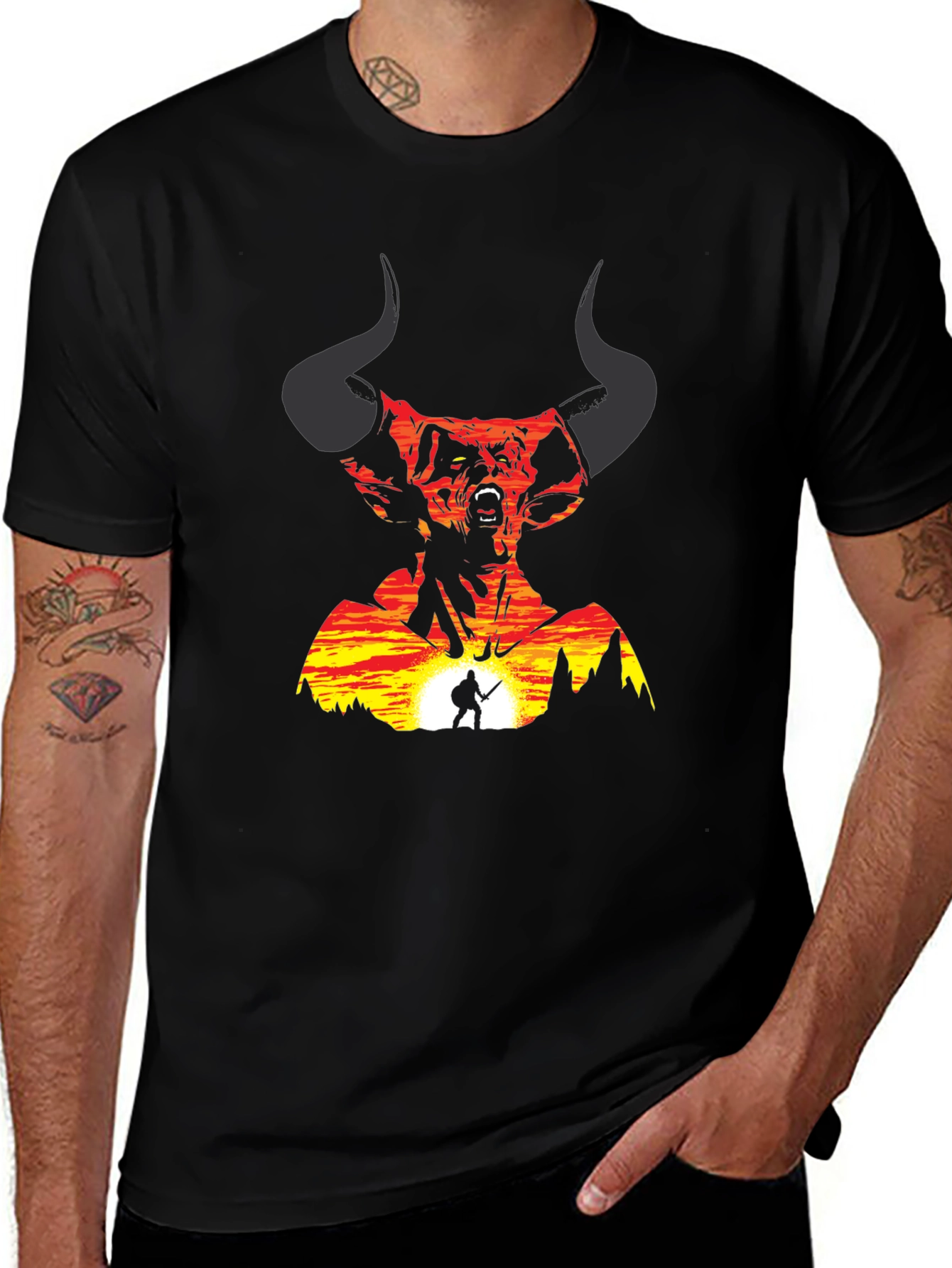Variant 21 of Epic Demon Warrior Graphic Tee - Black
