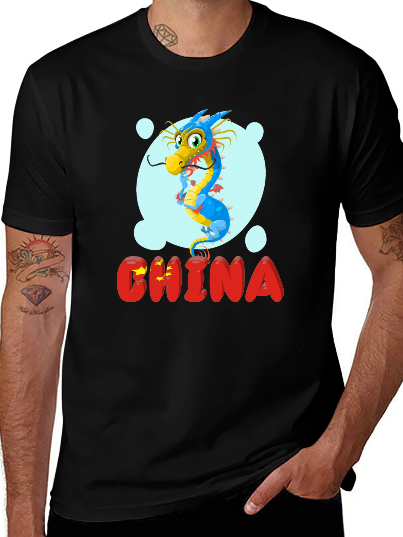 Variant 23 of China Dragon Graphic Tee - Unisex Black T-Shirt