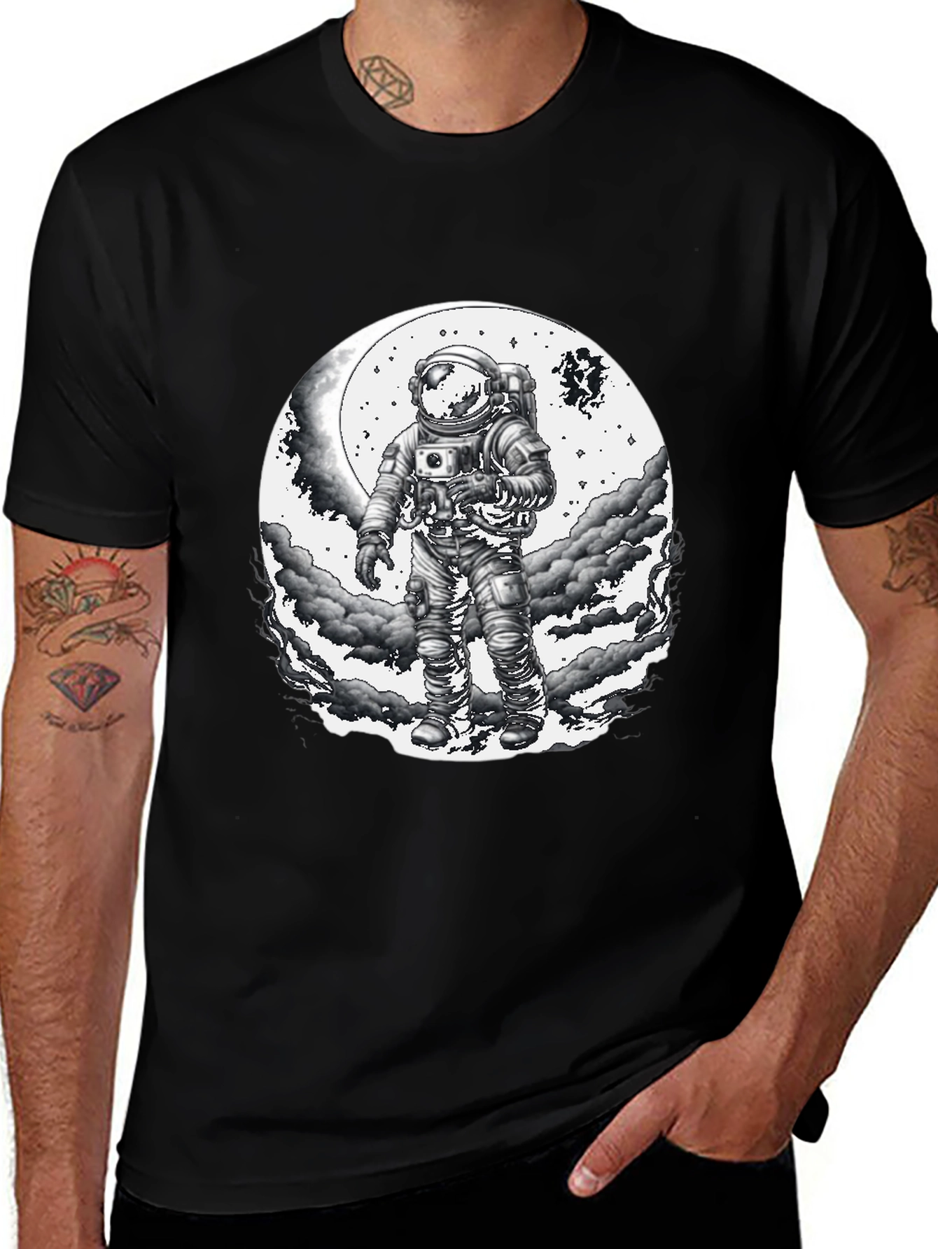 Variant 18 of Astronaut Moon Graphic T-Shirt - Black