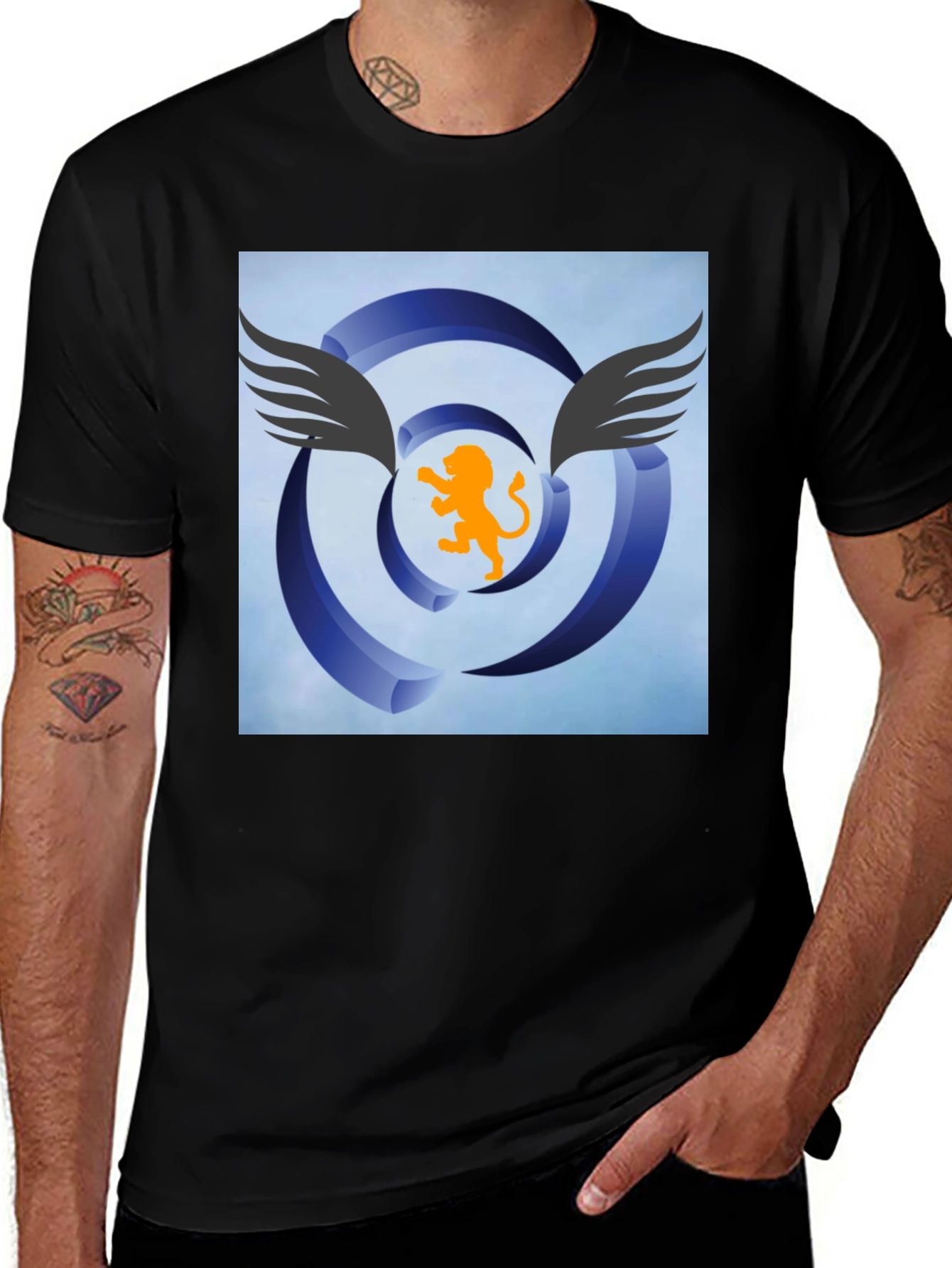 Variant 4 of Winged Lion Graphic Tee - Stylish Black Cotton Shirt