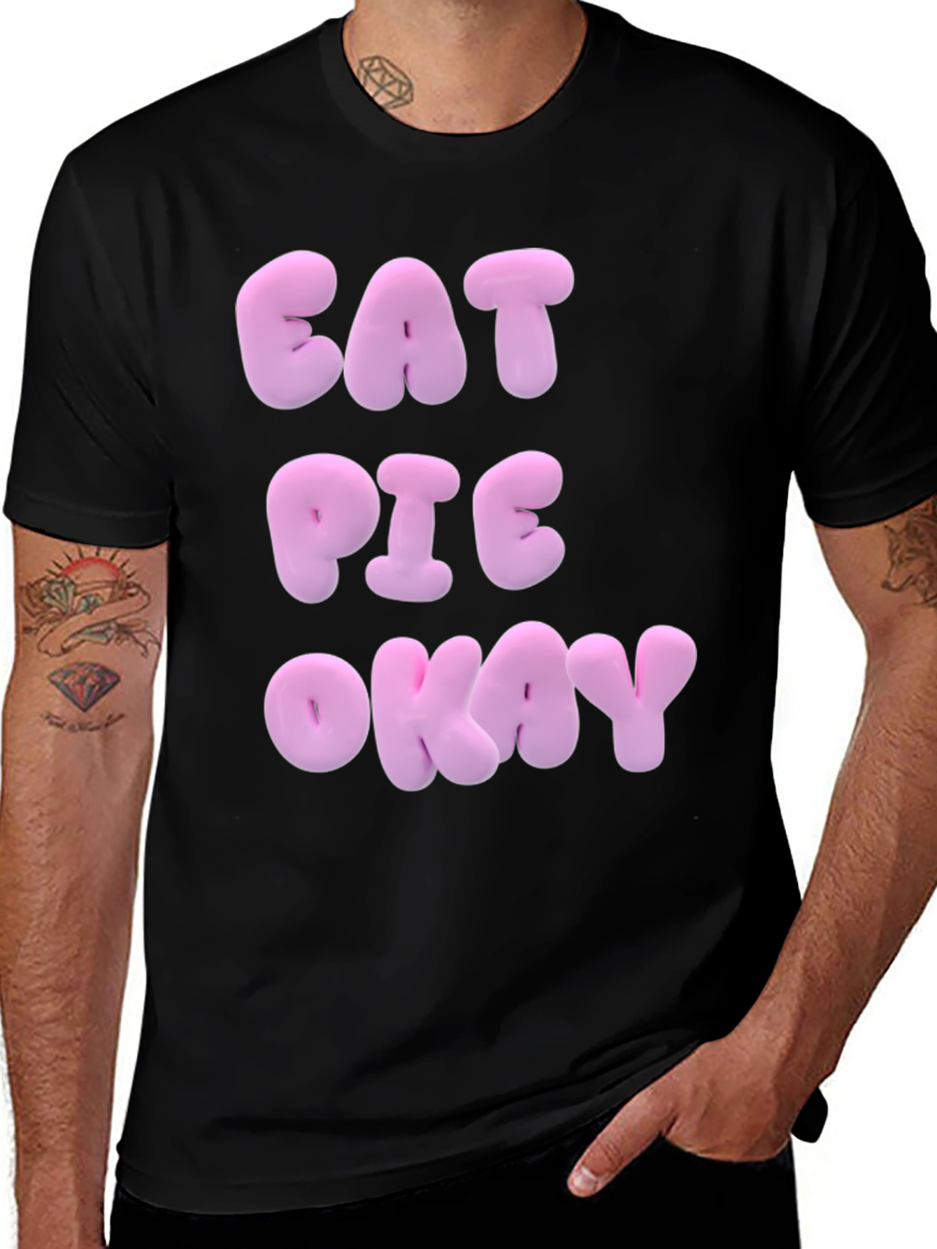 Variant 26 of Eat Pie Okay Black Cotton T-Shirt