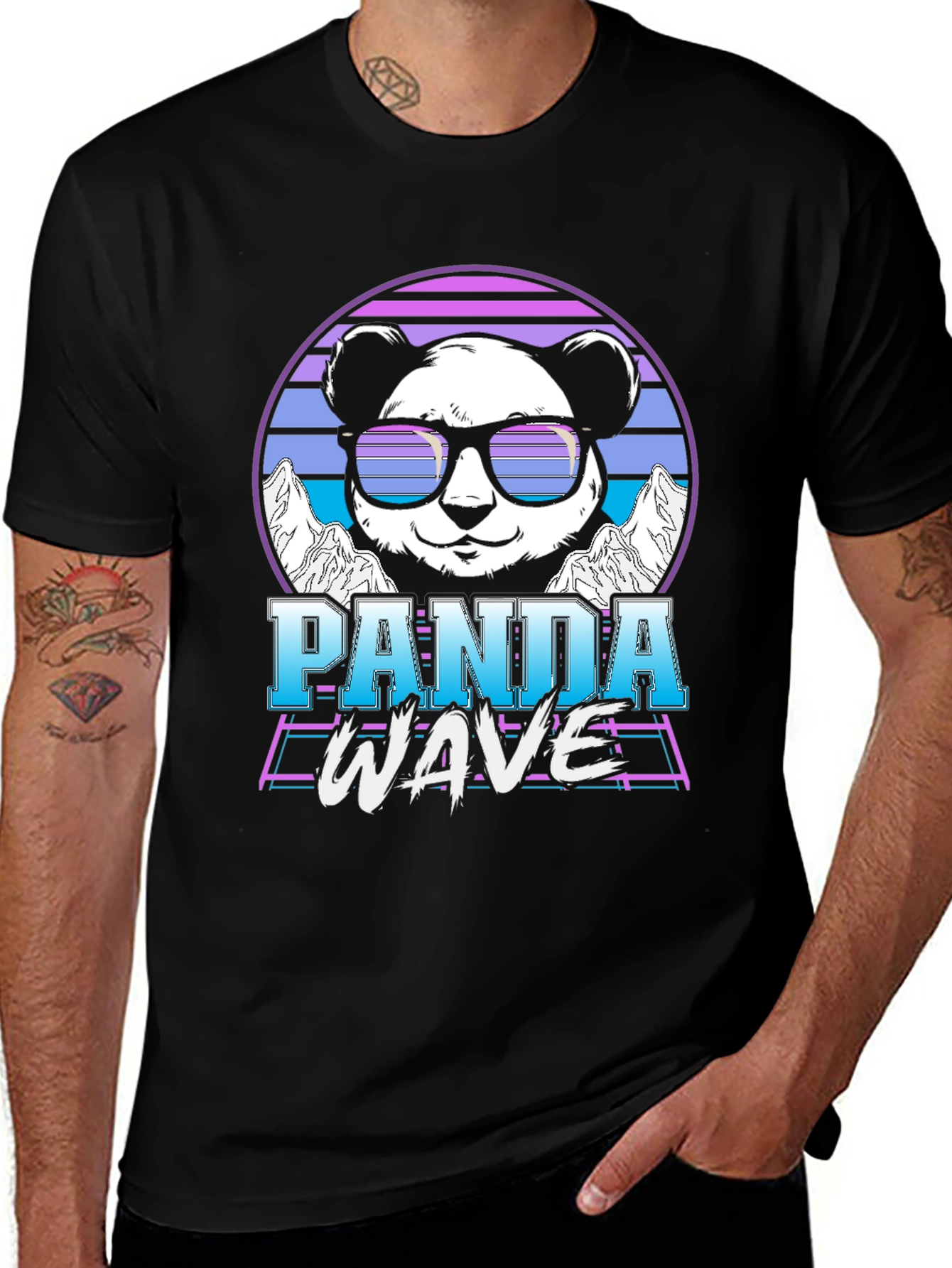 Variant 11 of Panda Wave Retro T-Shirt - Cool Graphic Tee