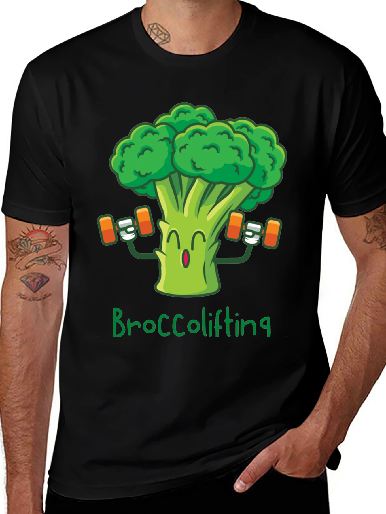 Variant 3 of Broccolifting Black T-Shirt - Funny Workout Gym Tee