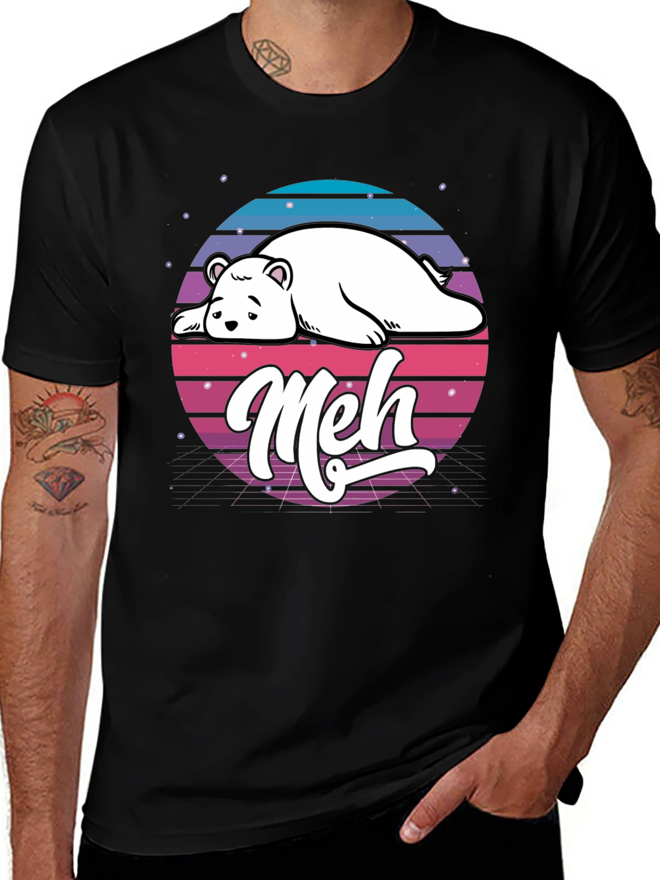Meh Bear Retro T-Shirt - Lazy Days Aesthetic