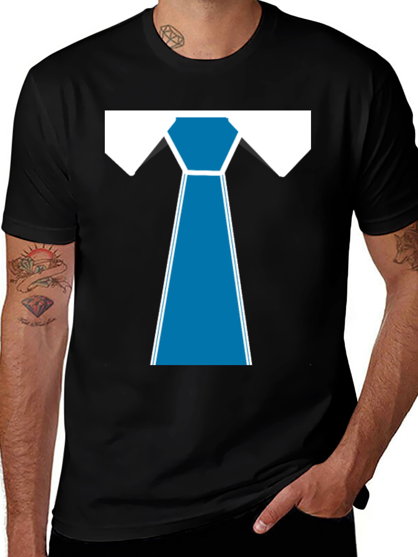 Variant 26 of Blue Tie Graphic Tee - Casual Fun!