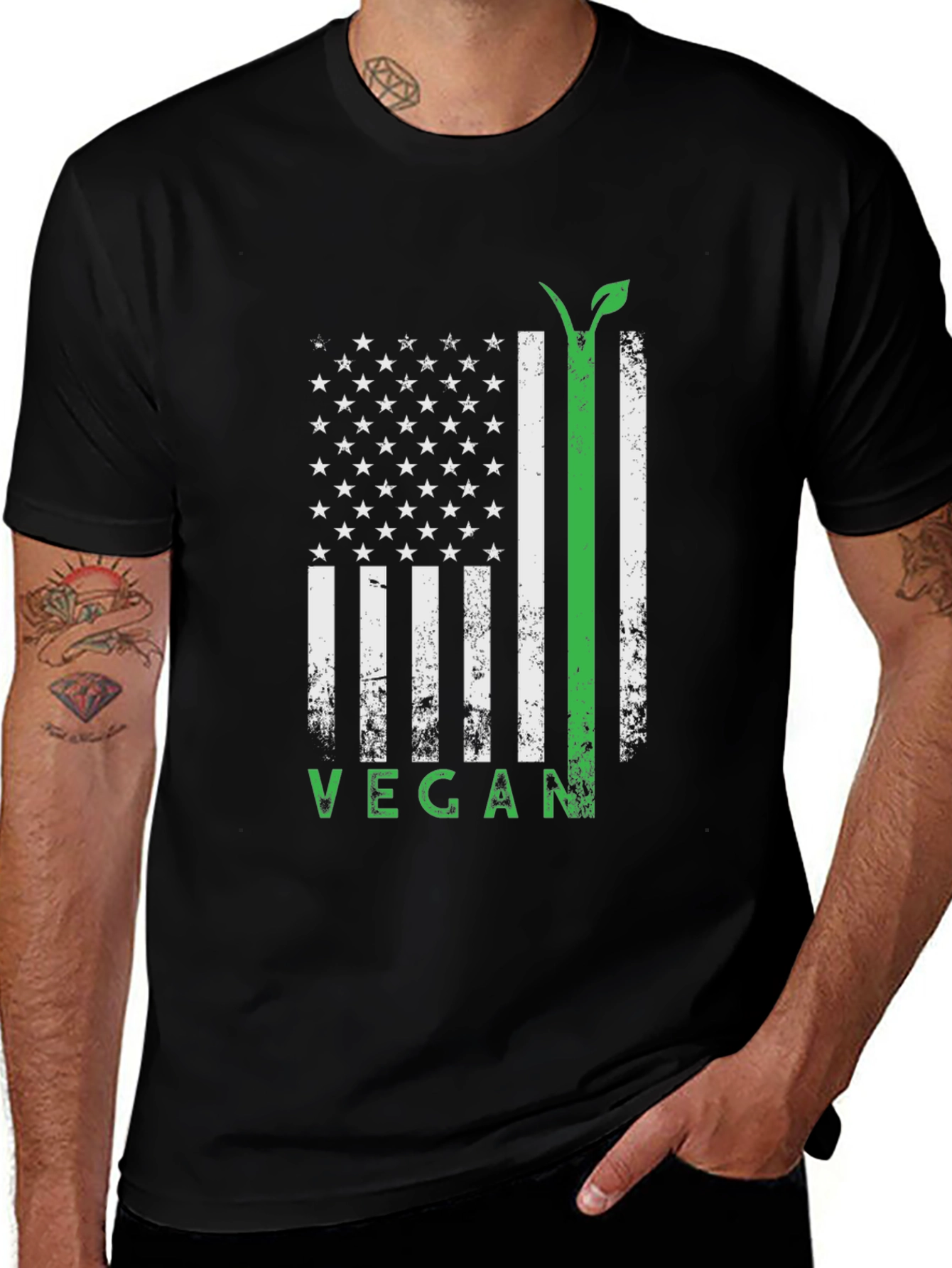 Variant 20 of Vegan Flag T-Shirt - Black Tee