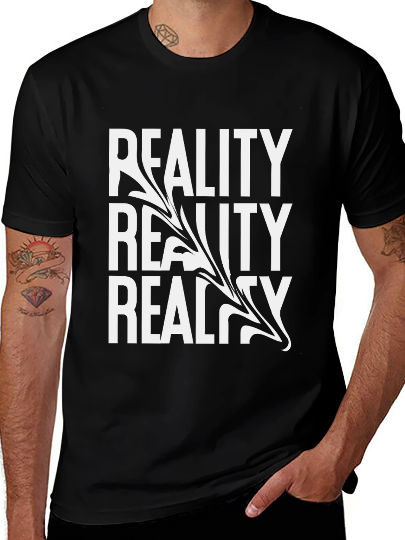 Variant 24 of Reality T-Shirt - Black Cotton Blend Unique Design